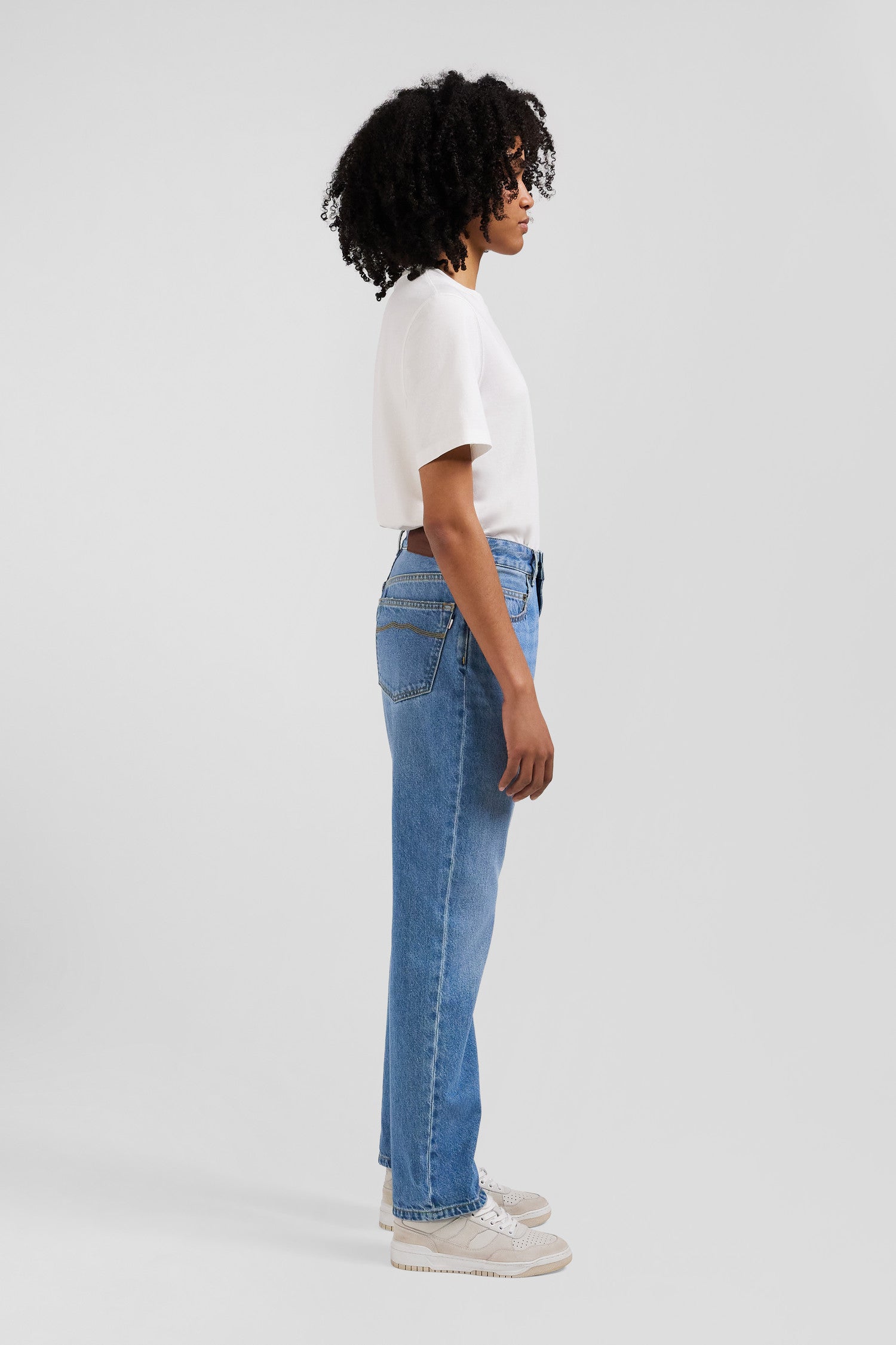 Regular blue cotton 5-pocket jeans