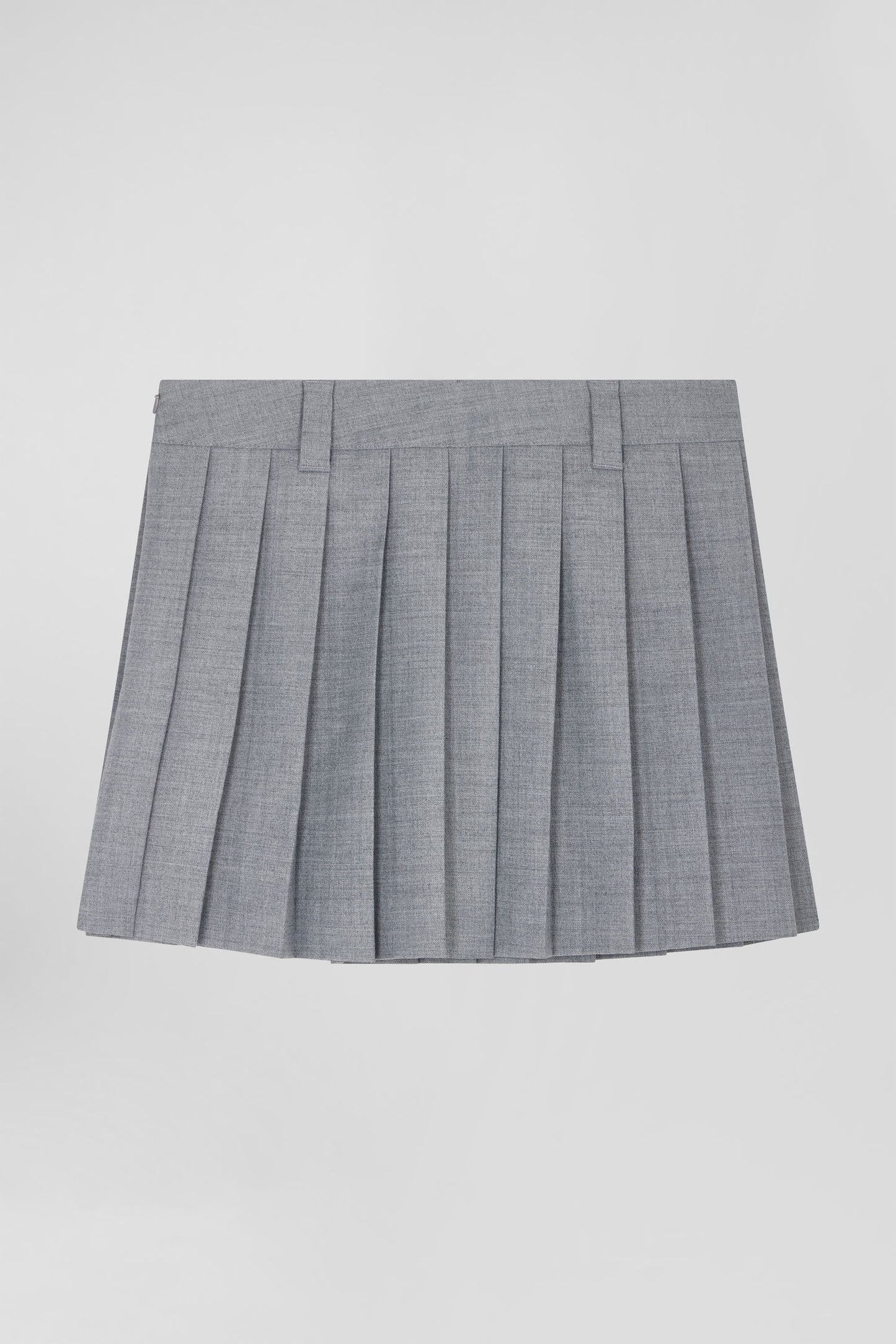 Pleated grey blended wool skirt