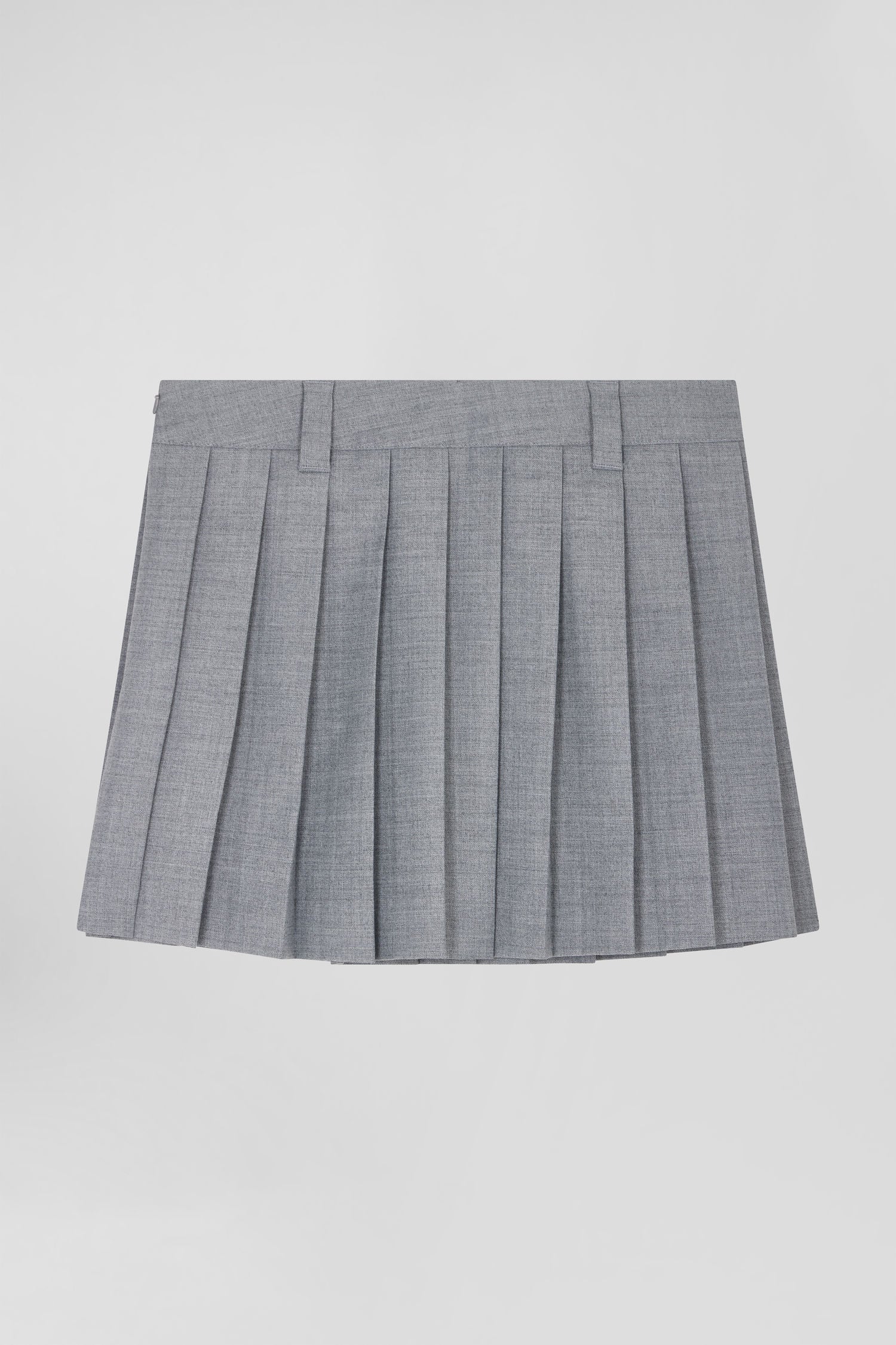 Pleated grey blended wool skirt