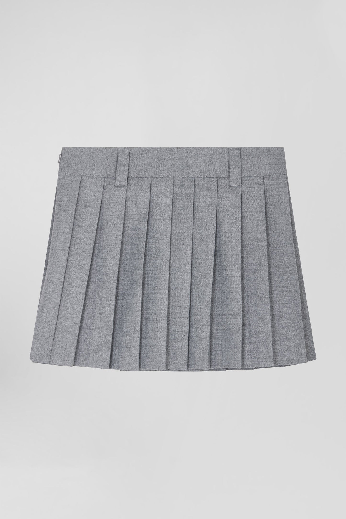 Pleated grey blended wool skirt