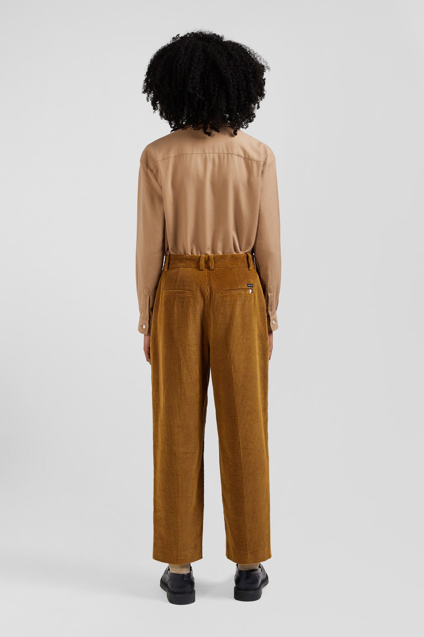 Modern camel checked corduroy trousers