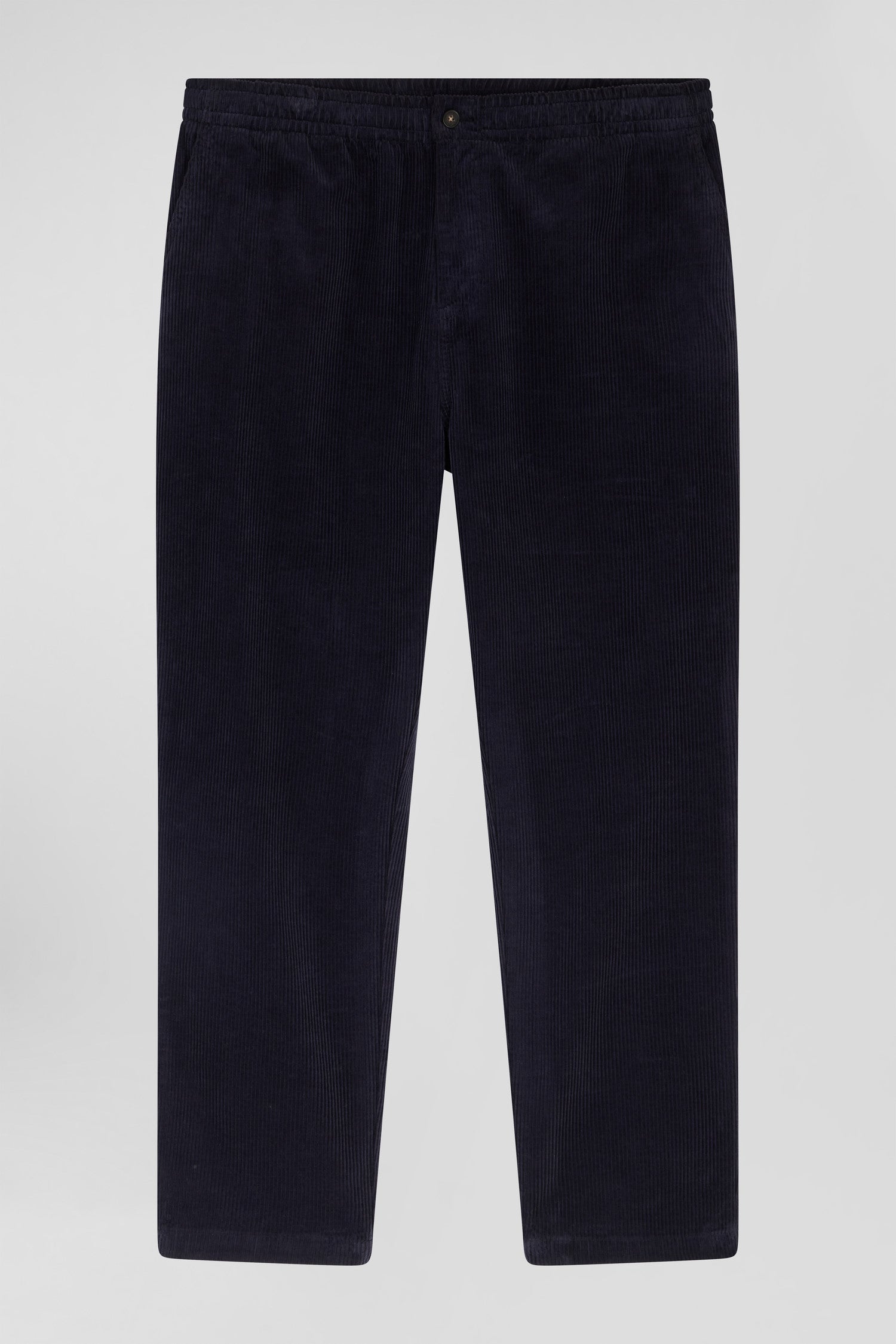 Pantalon à taille élastiquée en coton stretch bleu marine coupe Modern