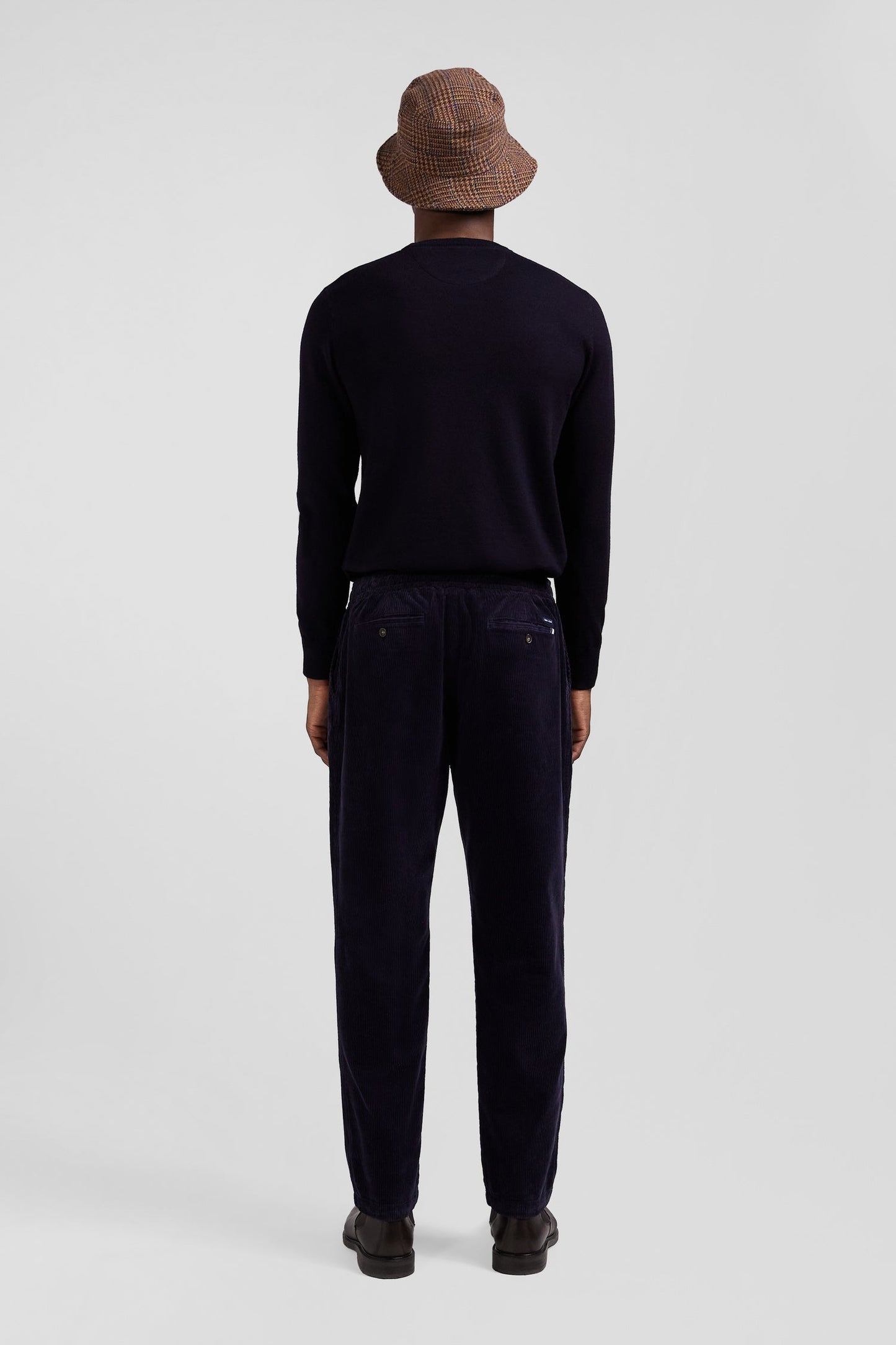 Pantalon à taille élastiquée en coton stretch bleu marine coupe Modern - Image 6