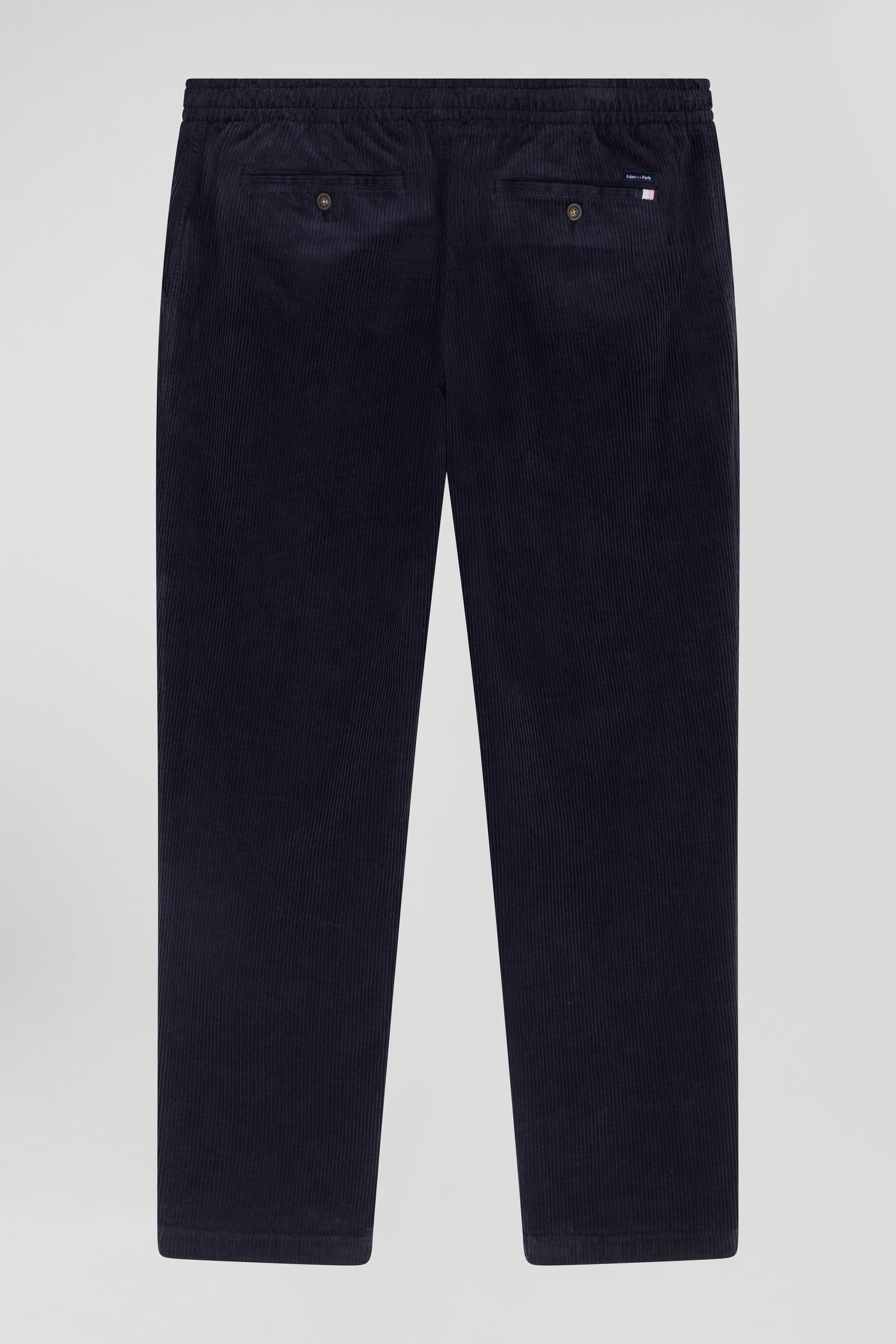 Pantalon à taille élastiquée en coton stretch bleu marine coupe Modern