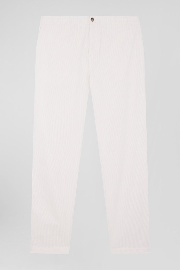 Pantalon à taille élastiquée en coton stretch écru coupe Modern alt view