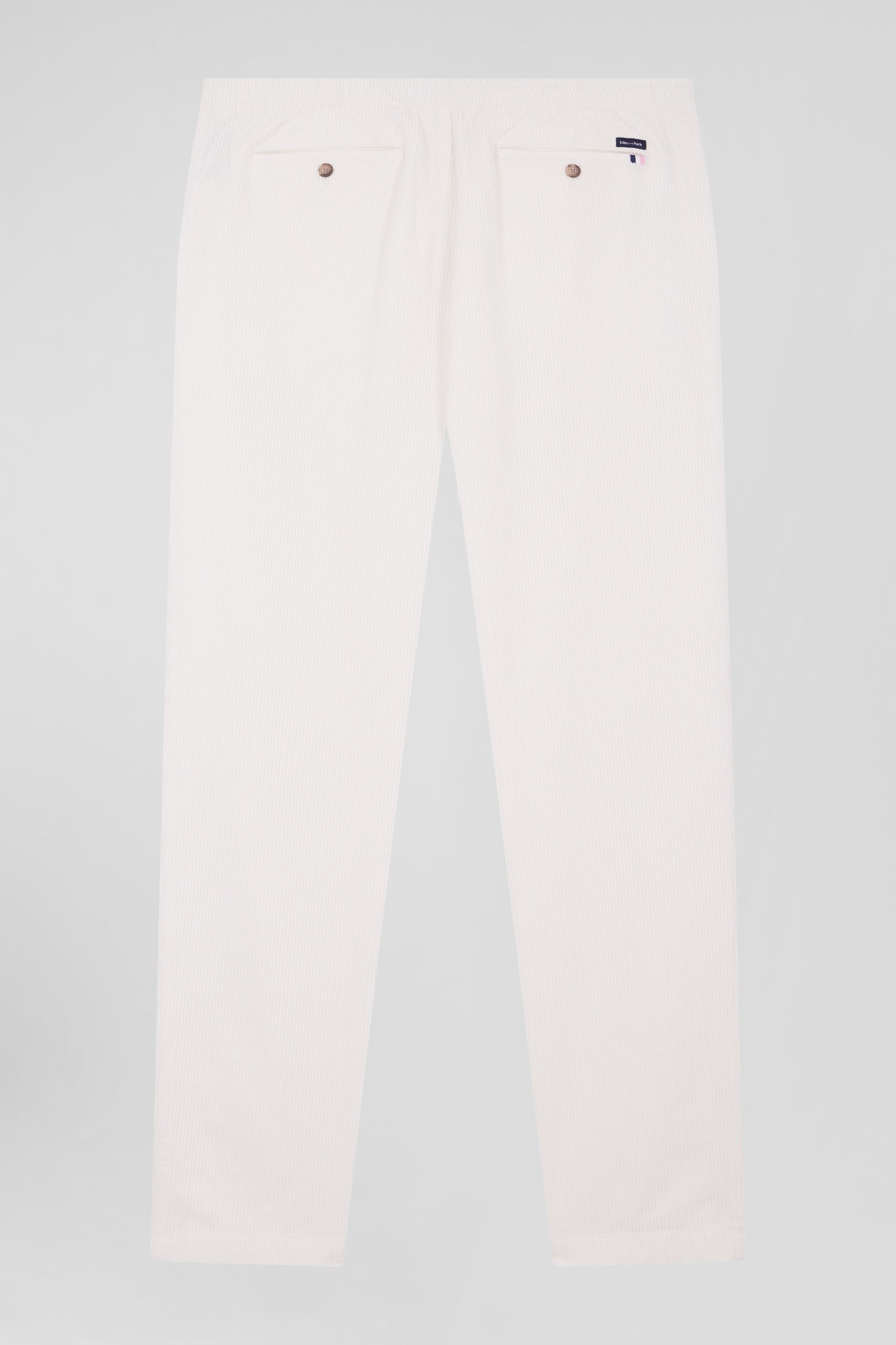 Pantalon à taille élastiquée en coton stretch écru coupe Modern