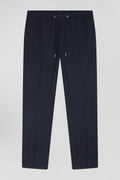 Modern navy blue elastic waist trousers