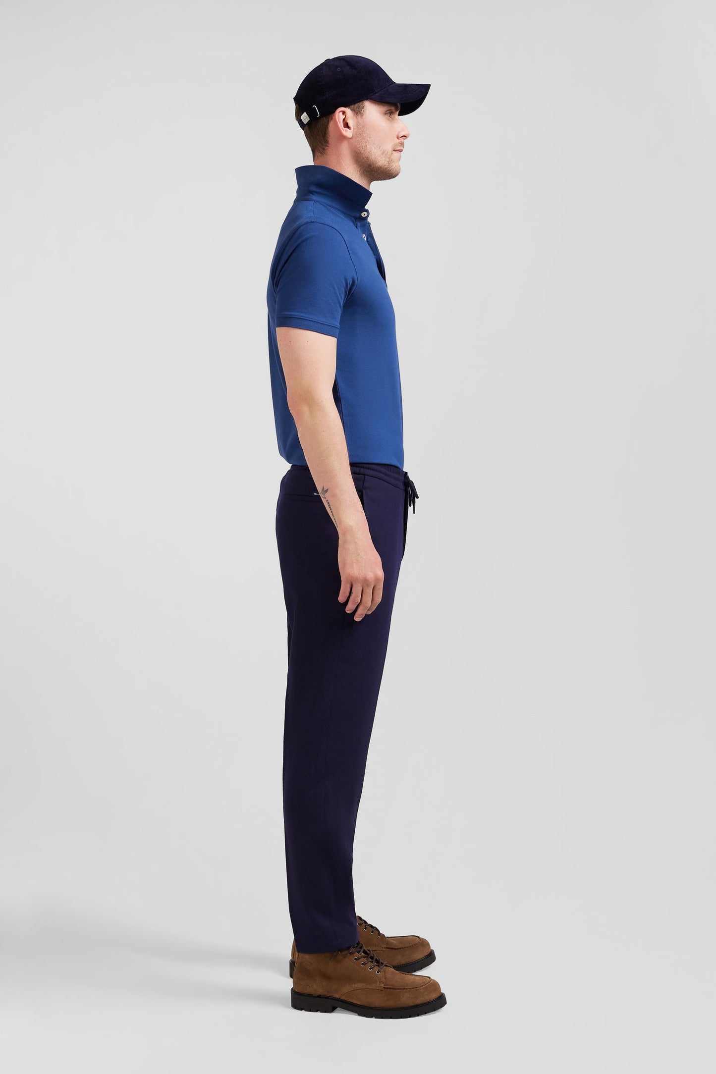 Pantalon en laine mélangée taille élastique marine coupe Modern - Image 5