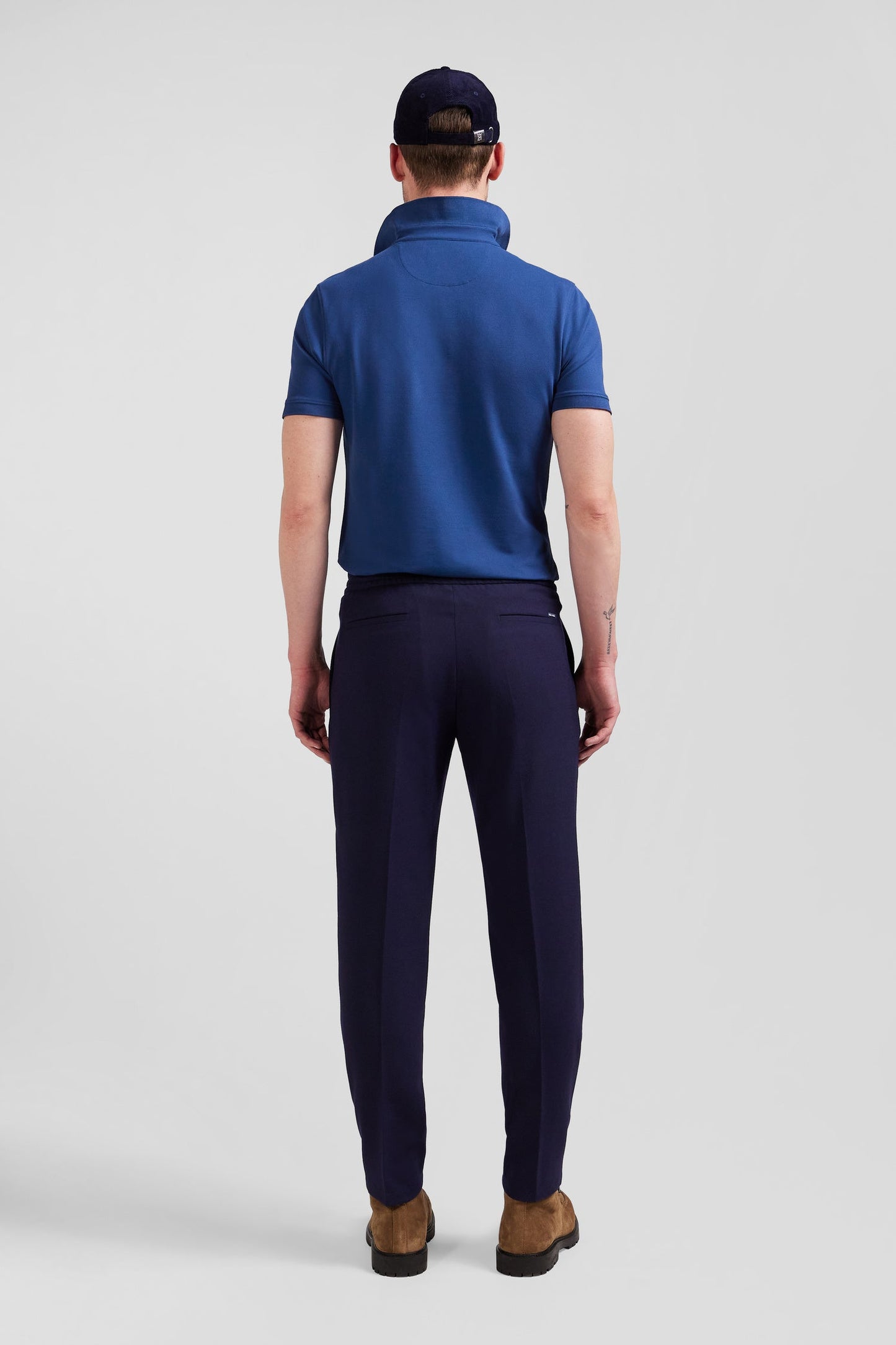 Pantalon en laine mélangée taille élastique marine coupe Modern - Image 6