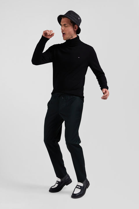 Modern khaki stretch wool elastic waist trousers - Image 3