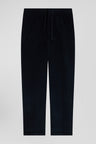 Modern navy blue elastic waist corduroy trousers
