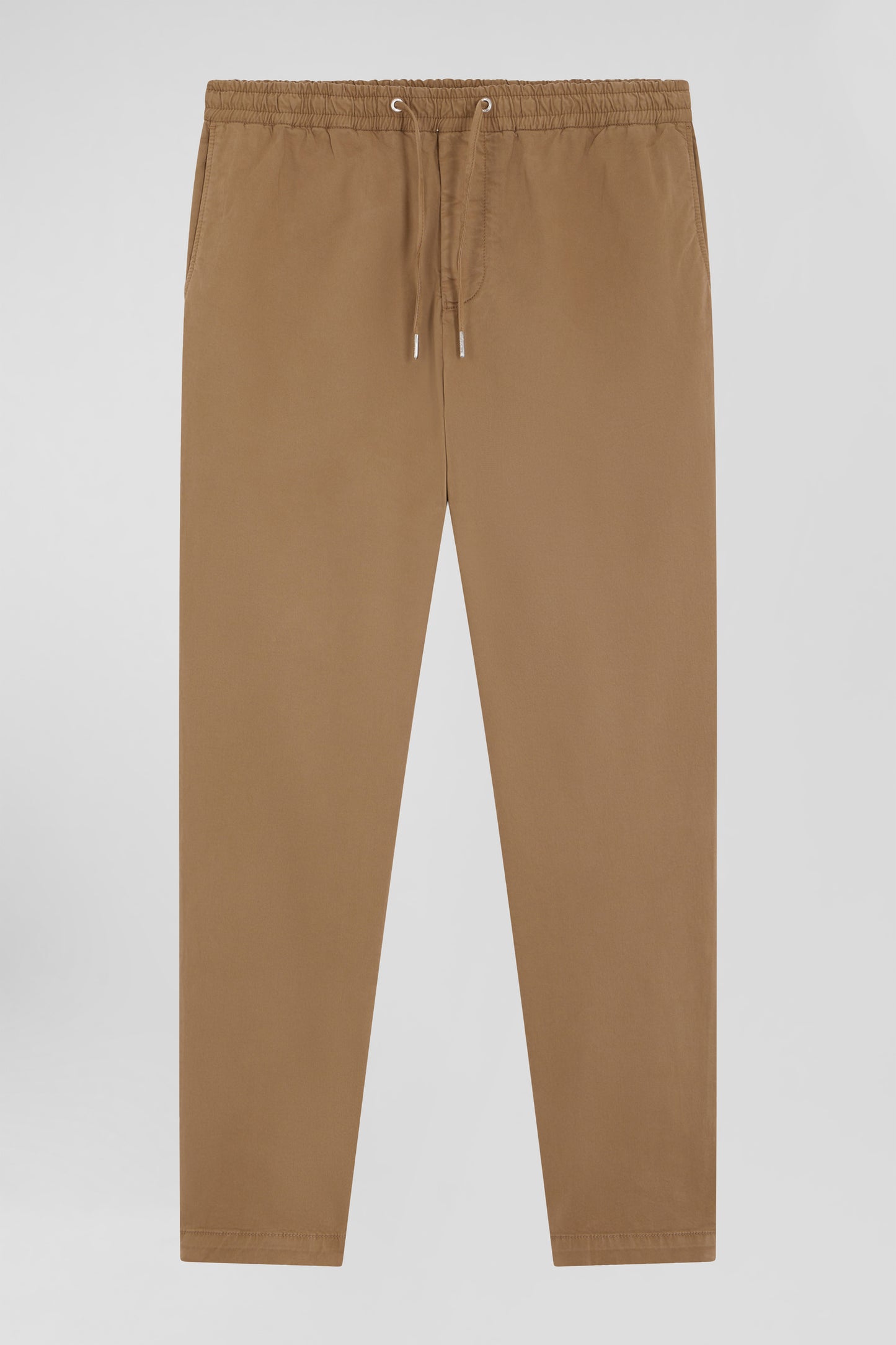 Pantalon taille élastique en coton stretch camel coupe Modern - Image 1