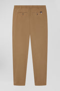 Modern camel stretch cotton elastic waist trousers