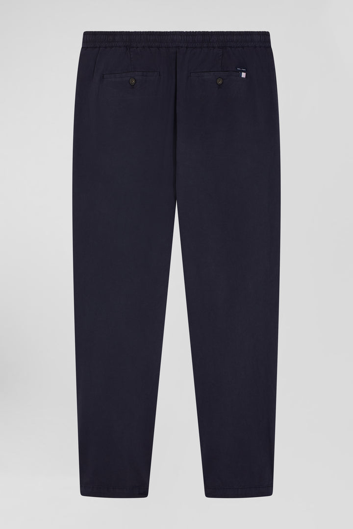 Pantalon taille élastique en coton stretch bleu marine coupe Modern alt view