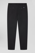 Modern anthracite grey stretch cotton elastic waist trousers