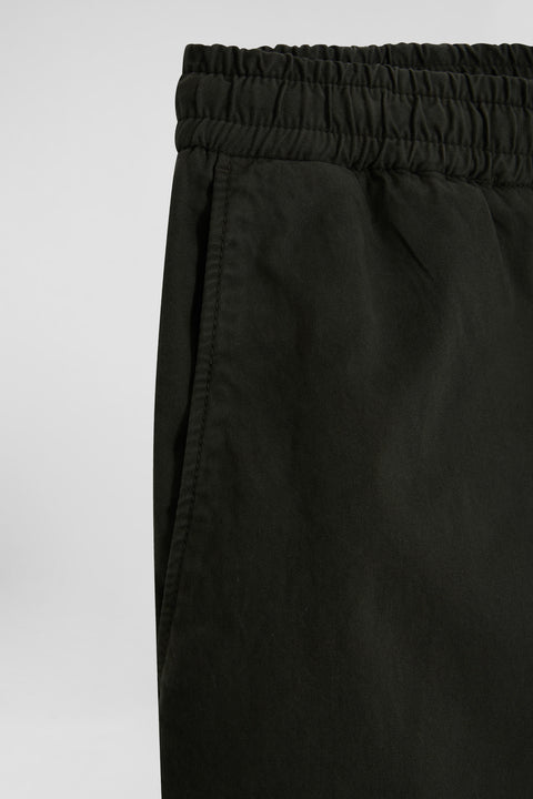 Elastic waistband pants in khaki stretch cotton, Modern cut - Image 3