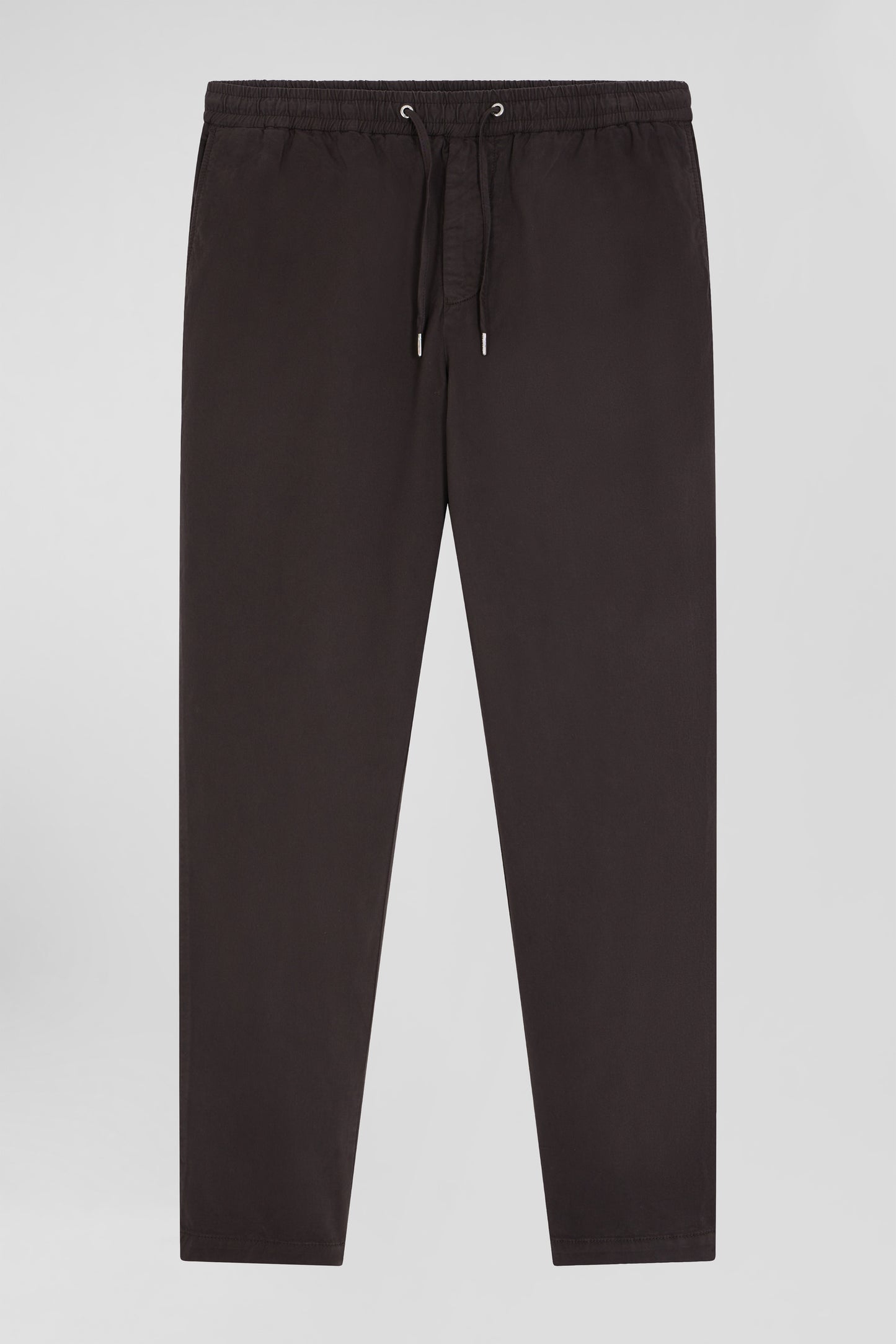 Pantalon taille élastique en coton stretch marron coupe Modern - Image 1