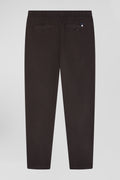 Modern brown stretch cotton elastic waist trousers