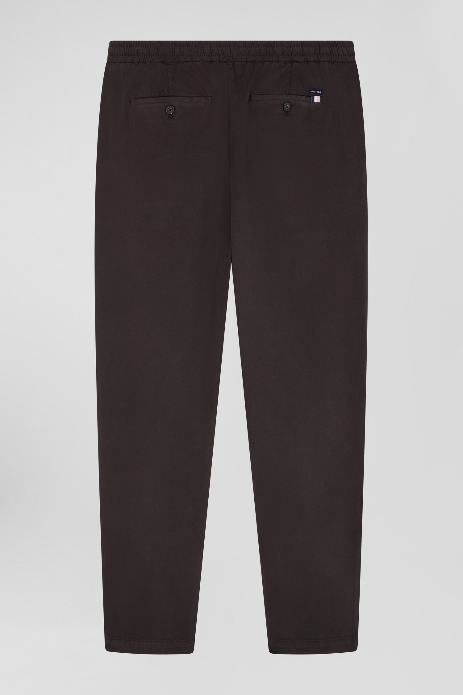 Pantalon taille élastique en coton stretch marron coupe Modern