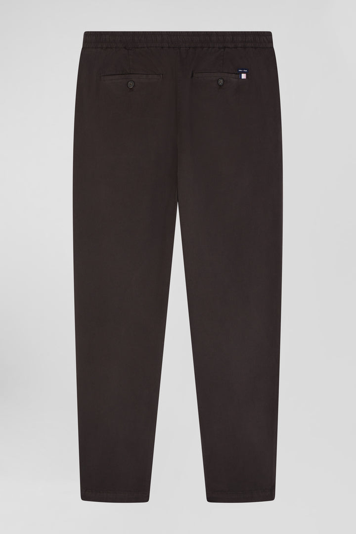 Pantalon taille élastique en coton stretch marron coupe Modern alt view