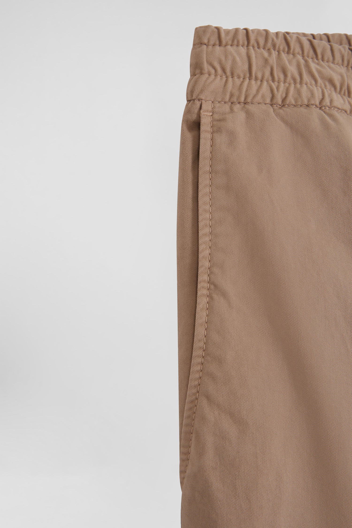 Modern beige stretch cotton elastic waist trousers