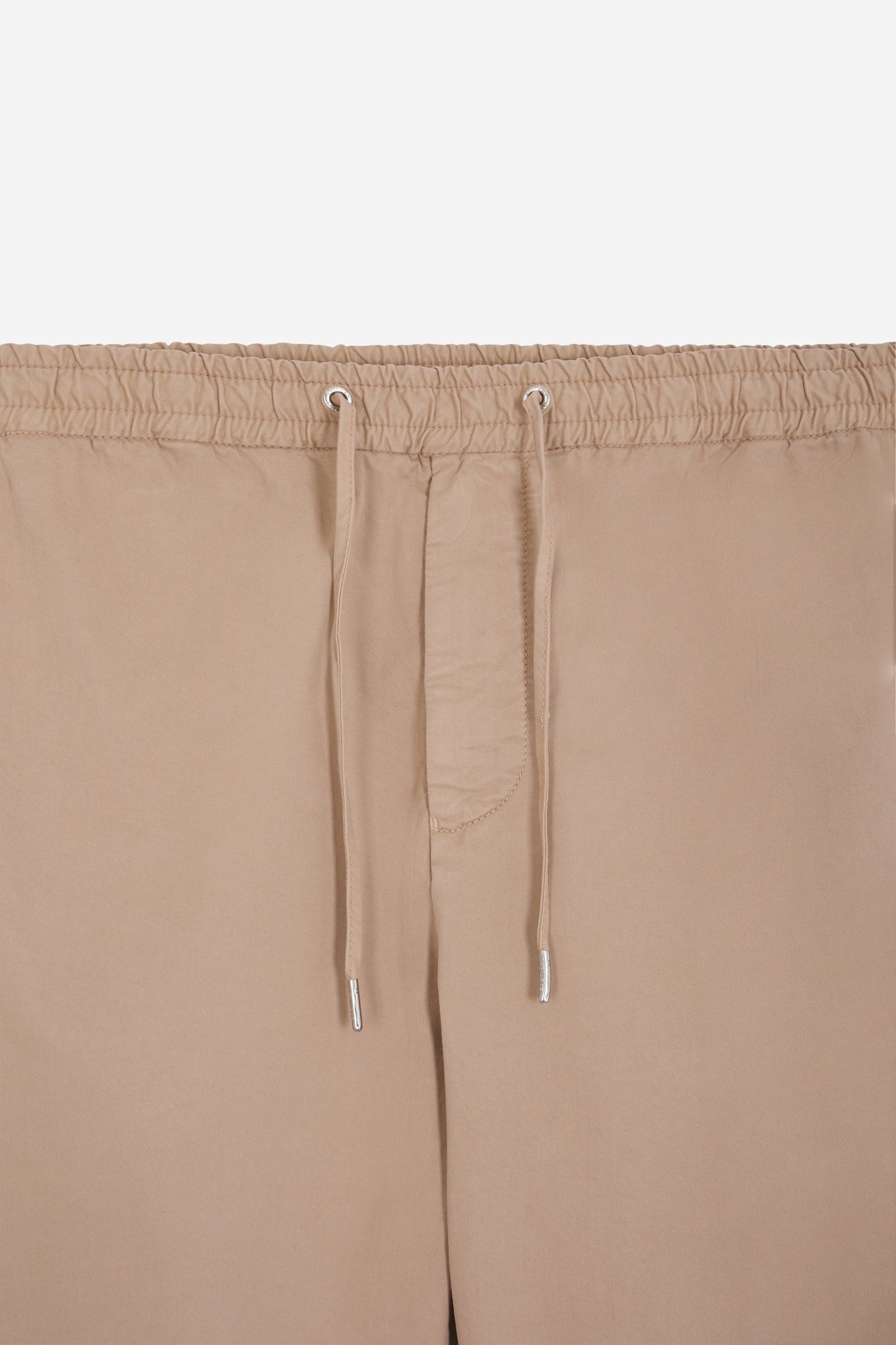 Modern beige stretch cotton elastic waist trousers