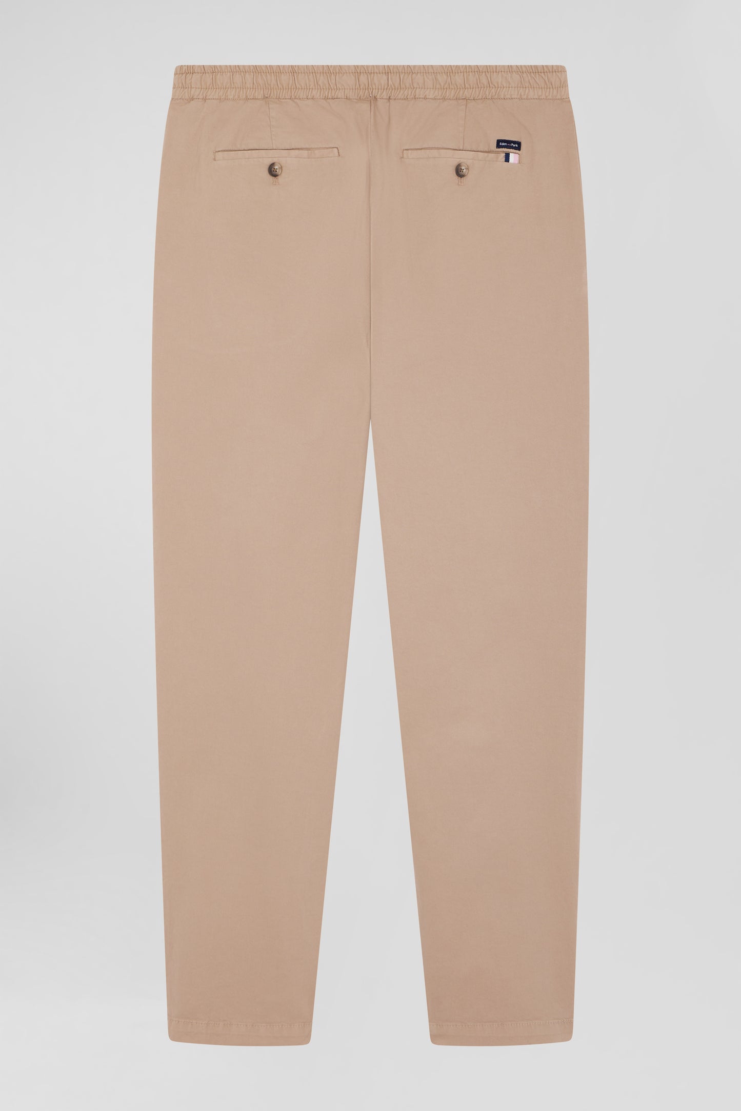 Modern beige stretch cotton elastic waist trousers