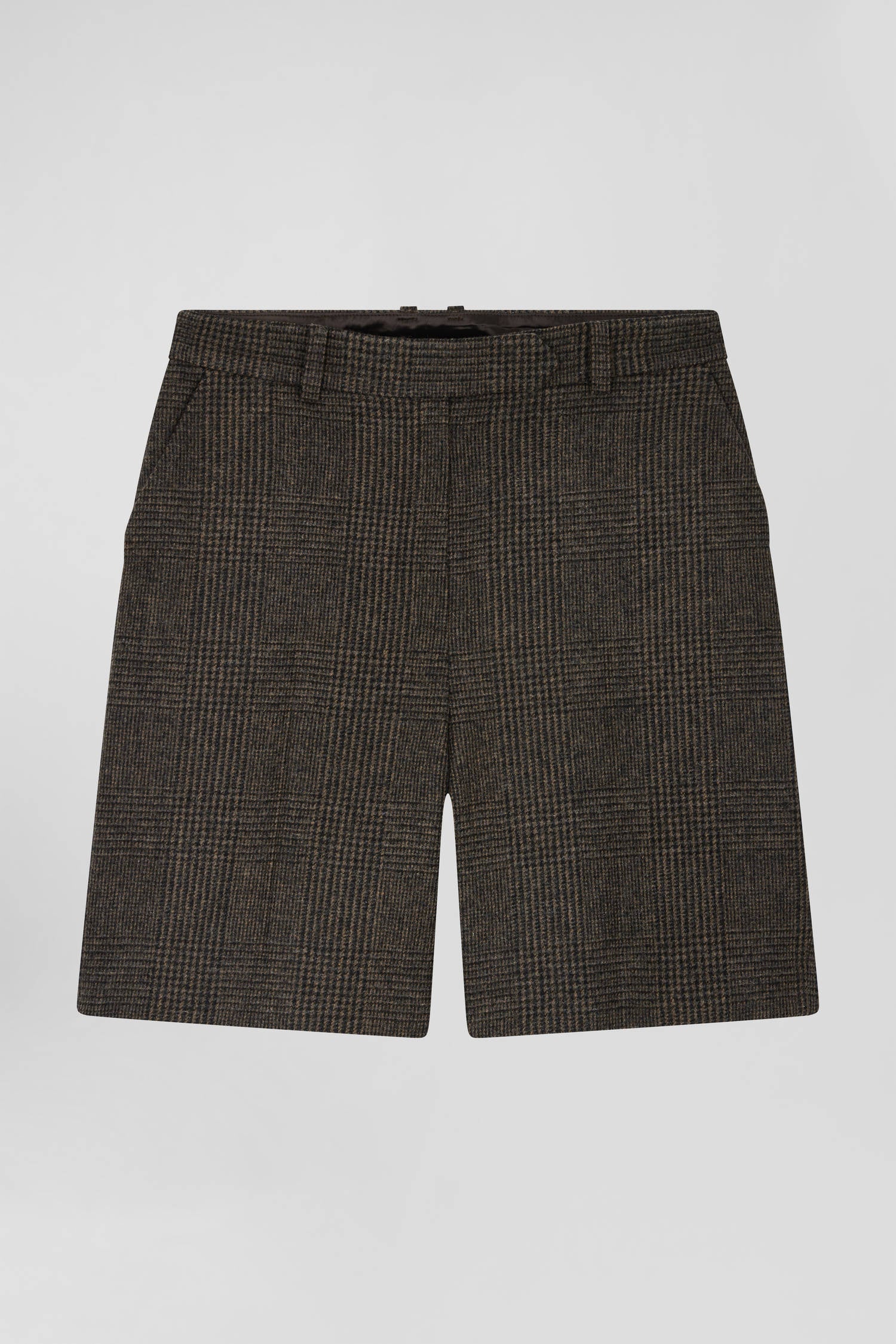 Regular grey blended wool shorts