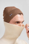 Plain hazelnut knitted cotton hat