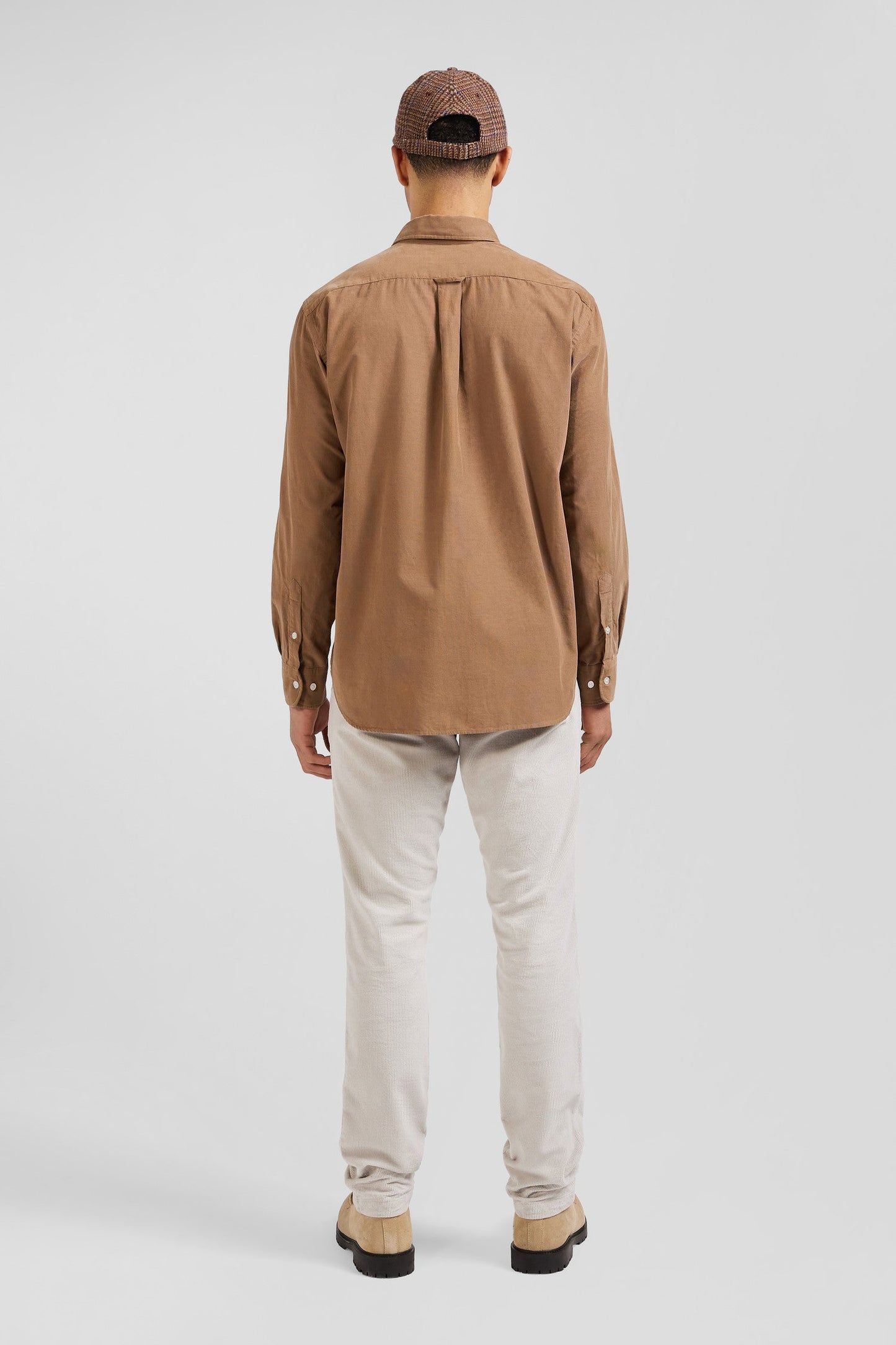 Chemise en coton uni camel col boutonné et poche poitrine coupe Regular - Image 7