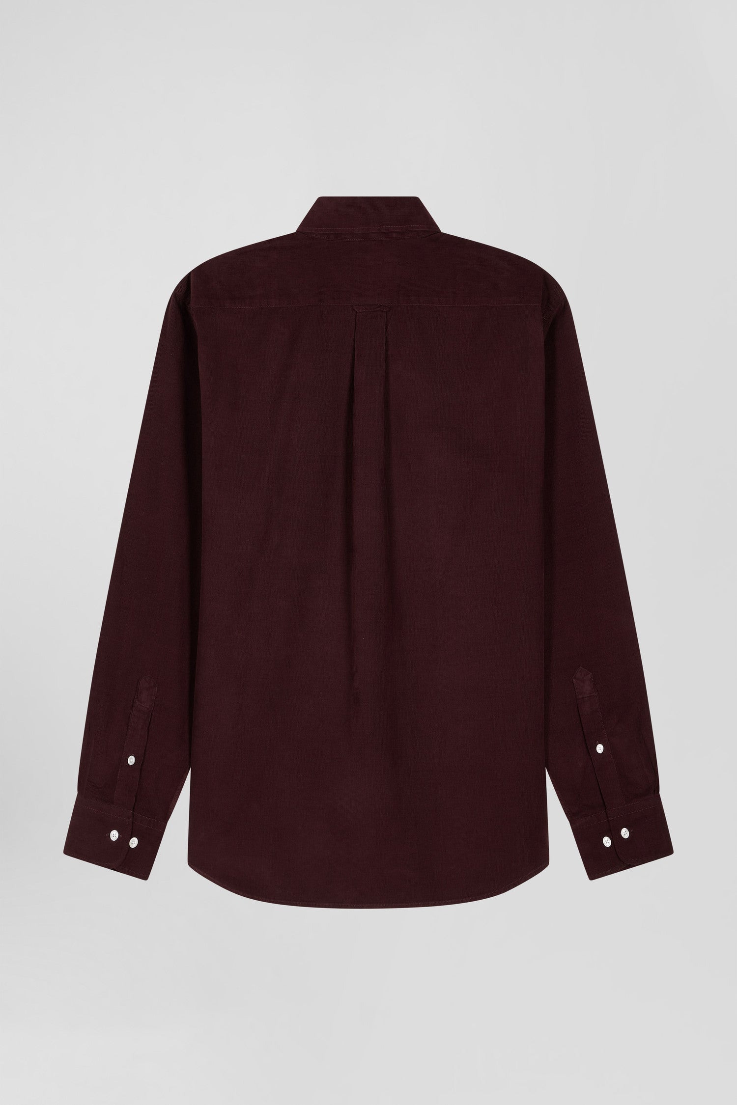 Chemise en coton uni bordeaux col boutonné et poche poitrine coupe Regular