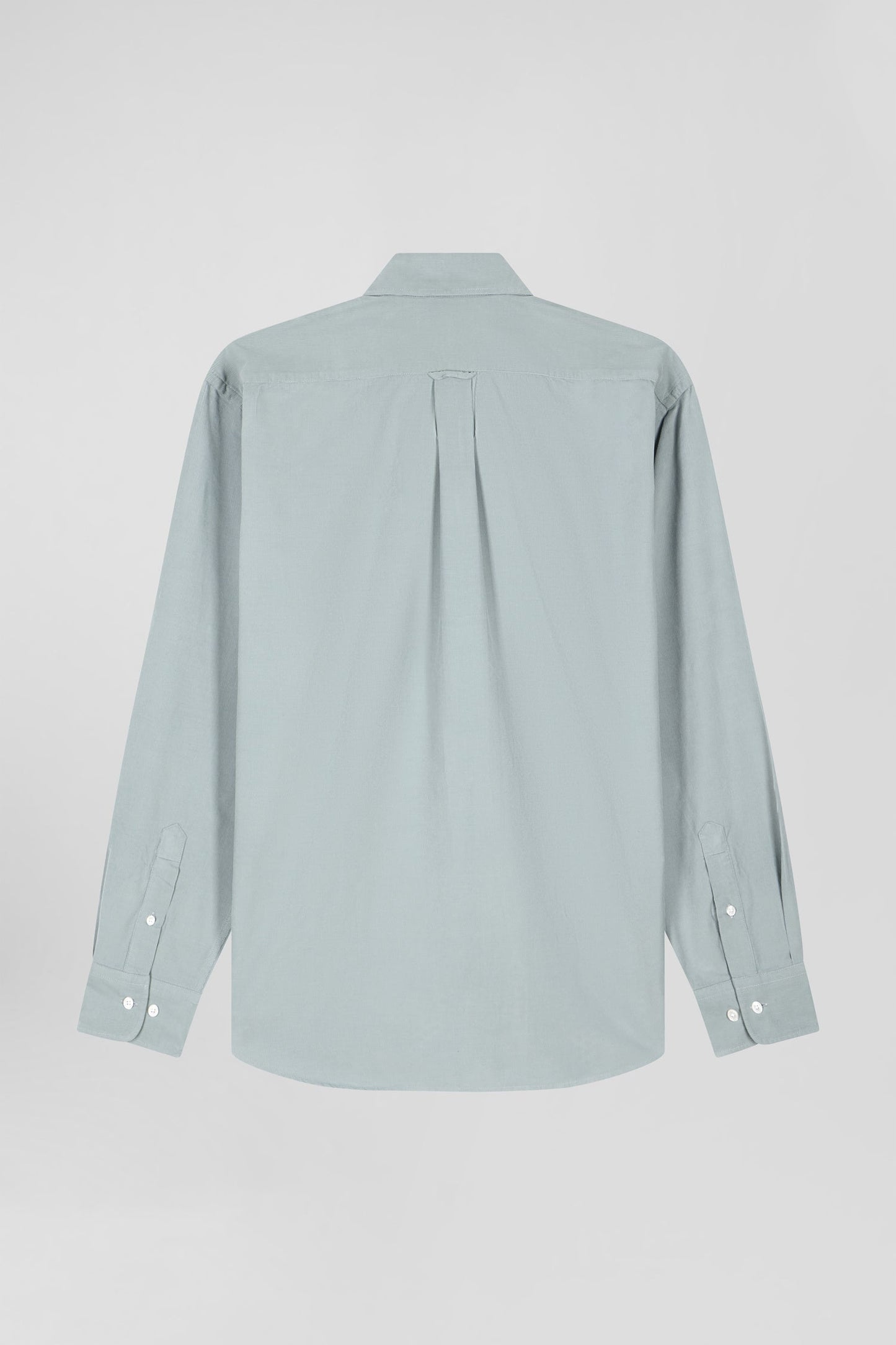 Chemise en coton uni vert d'eau col boutonné et poche poitrine coupe Regular - Image 5