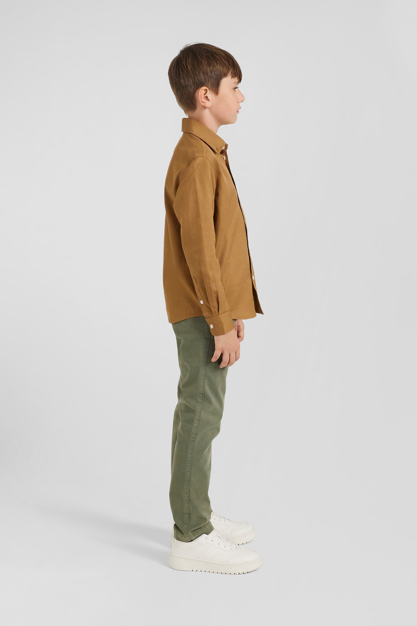 Plain hazelnut cotton oxford shirt Regular fit