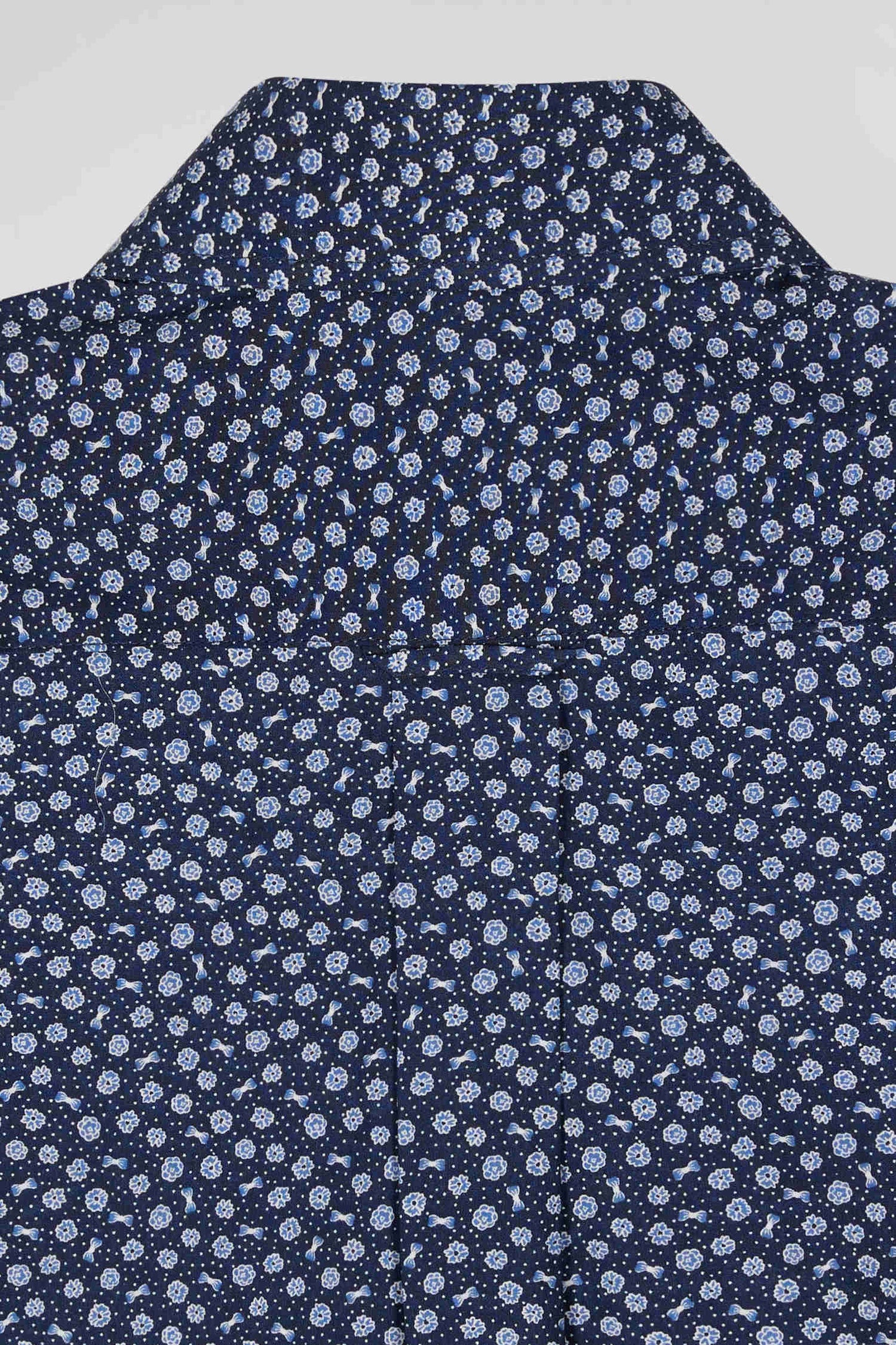 Chemise en popeline de coton bleu marine à microimprimé floral coupe Regular - Image 9