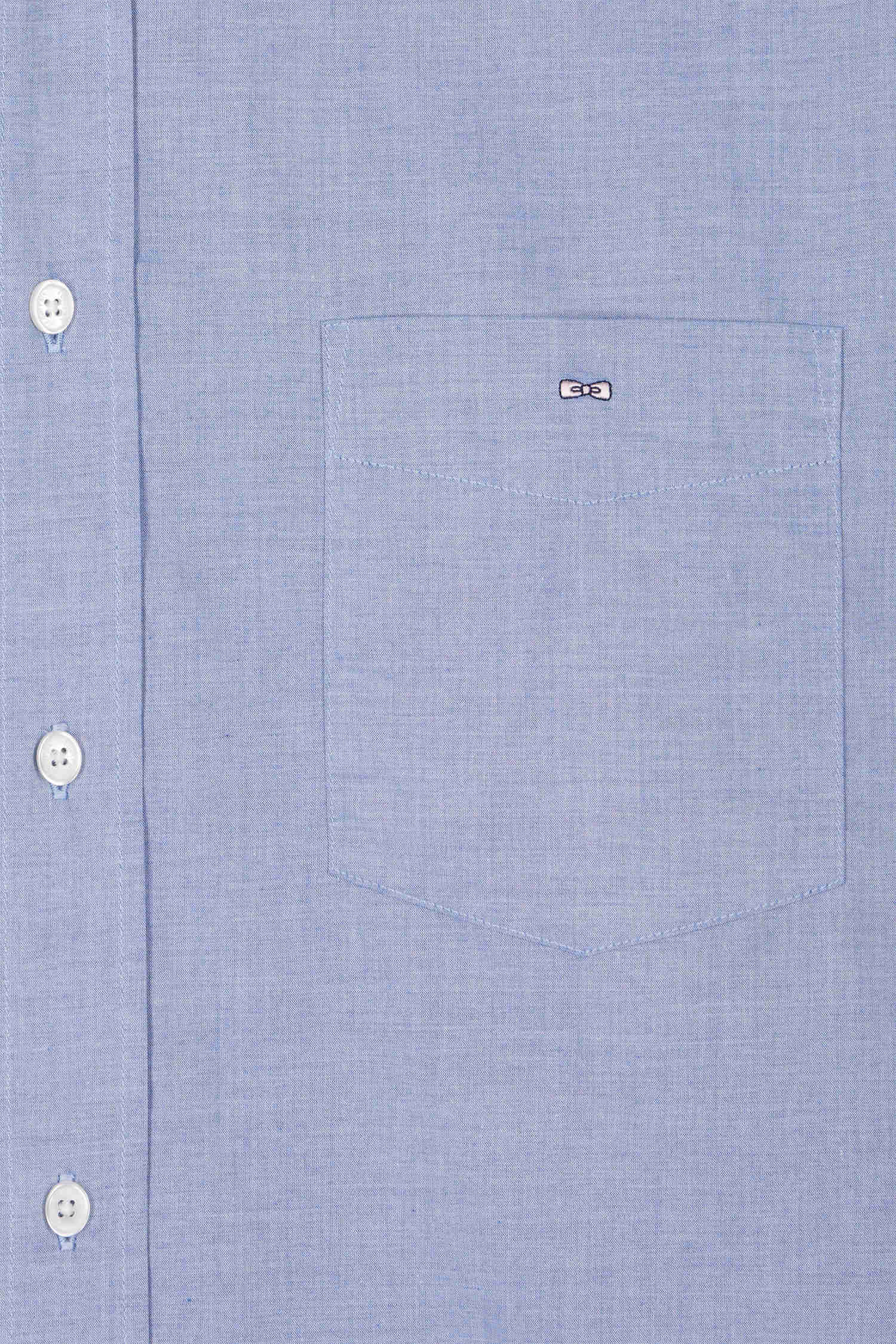 Chemise en coton denim ciel coupe Regular coudières imprimées