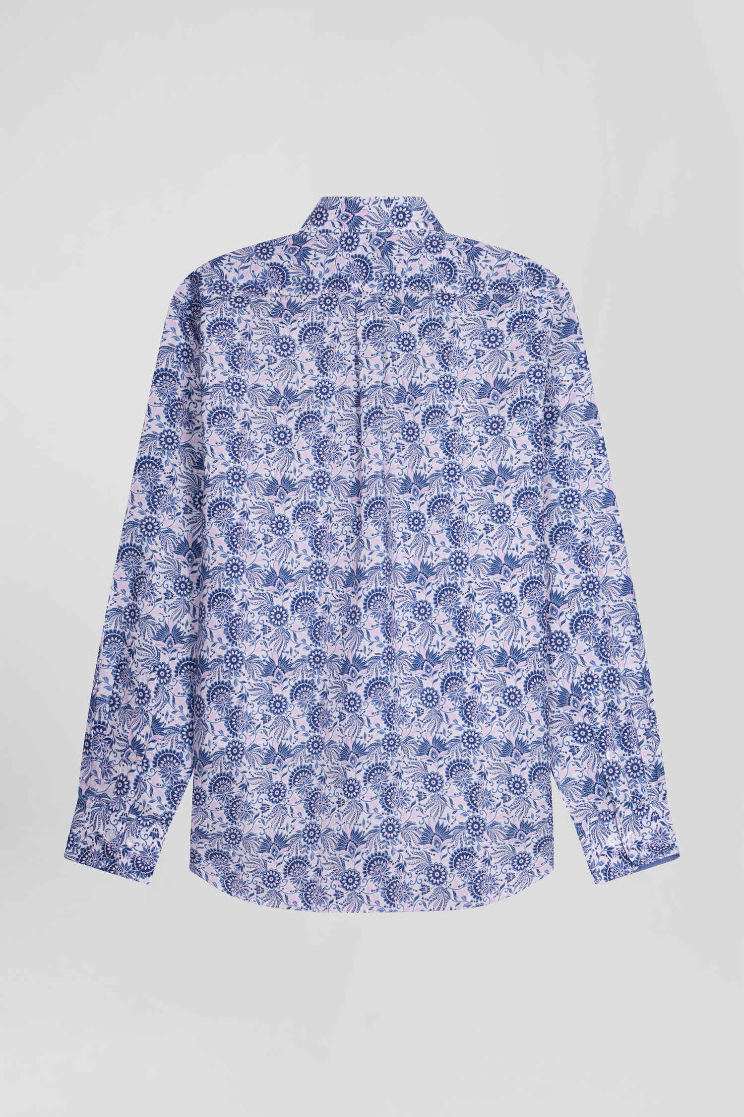 Chemise en coton écrue et bleue à imprimé graphique coupe Regular