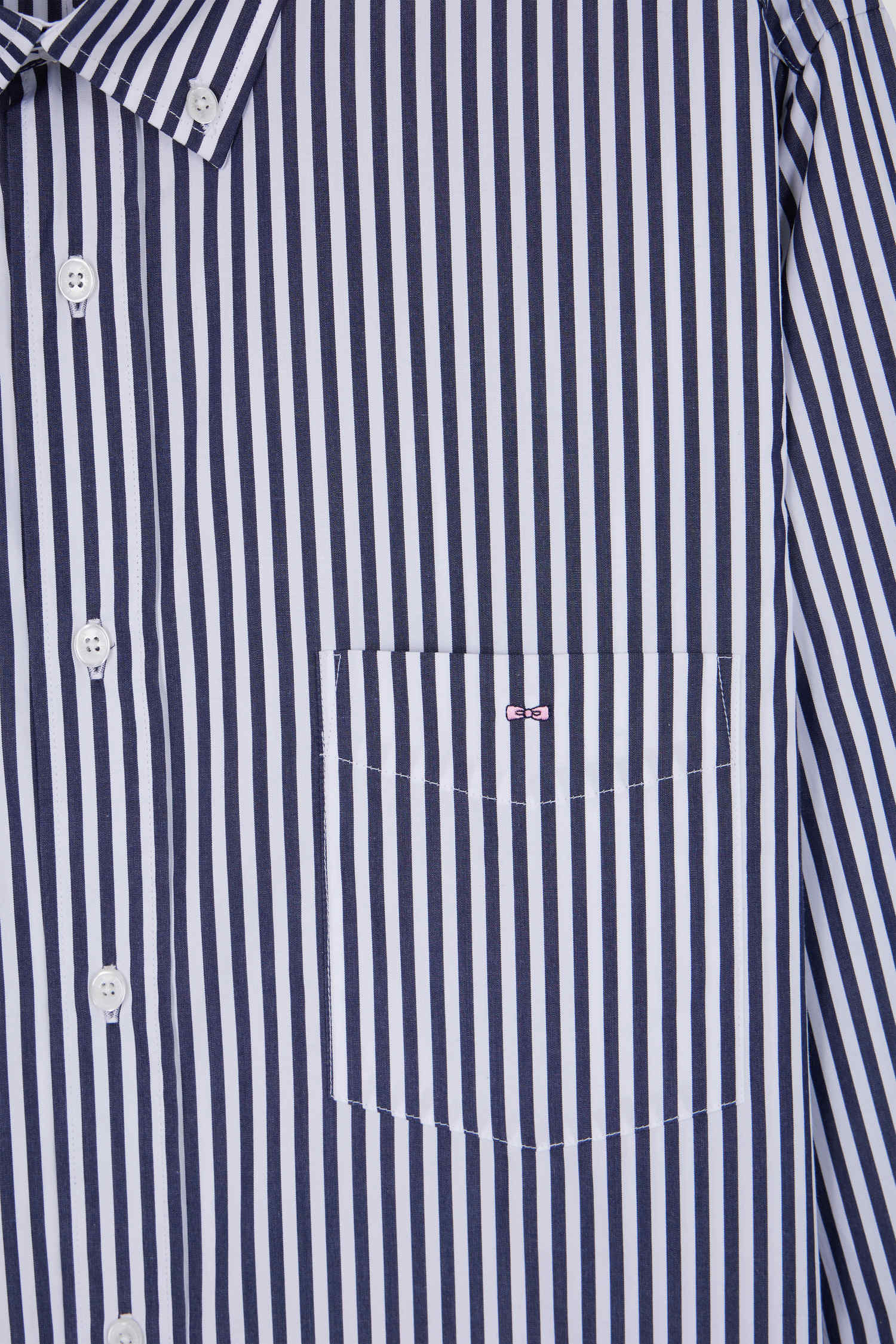 Chemise en popeline de coton rayée marine coupe Regular