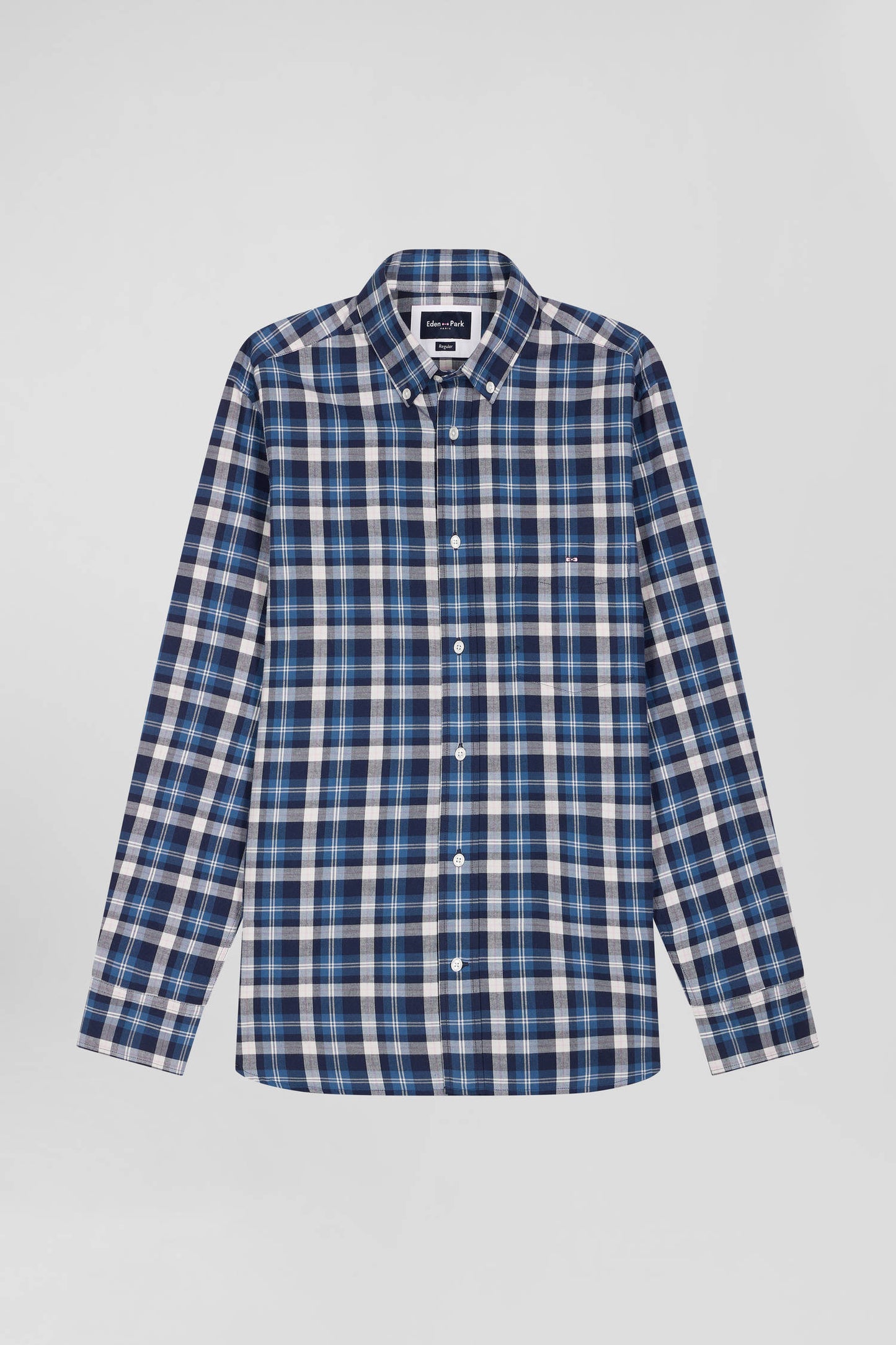 Regular blue checked cotton shirt