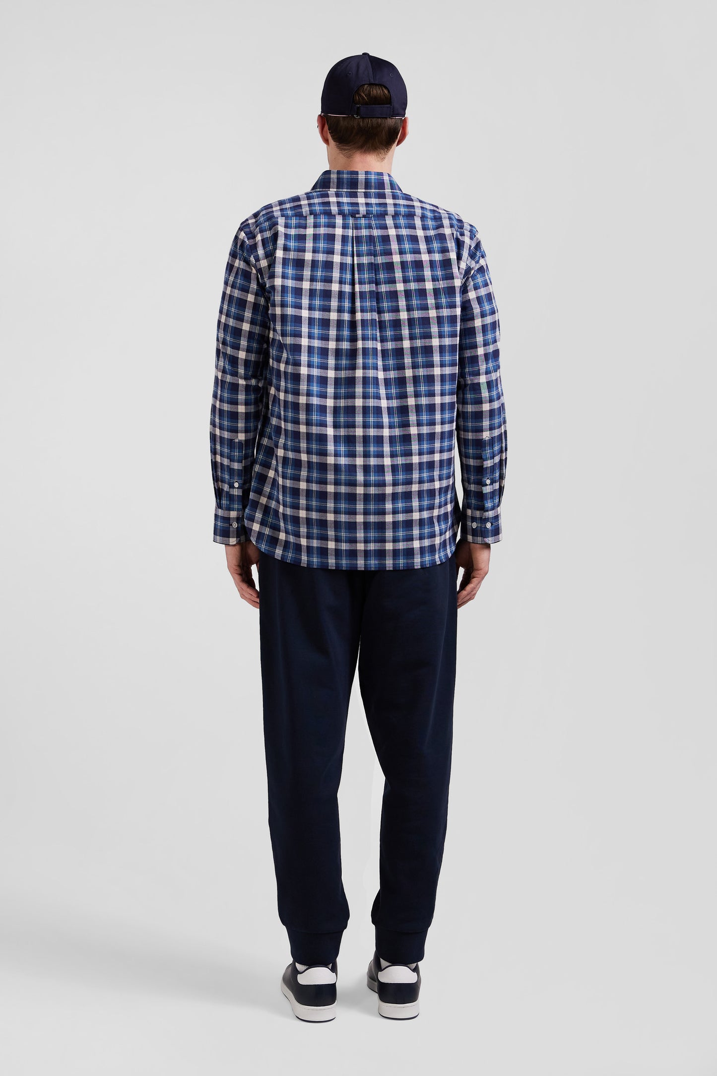 Regular blue checked cotton shirt