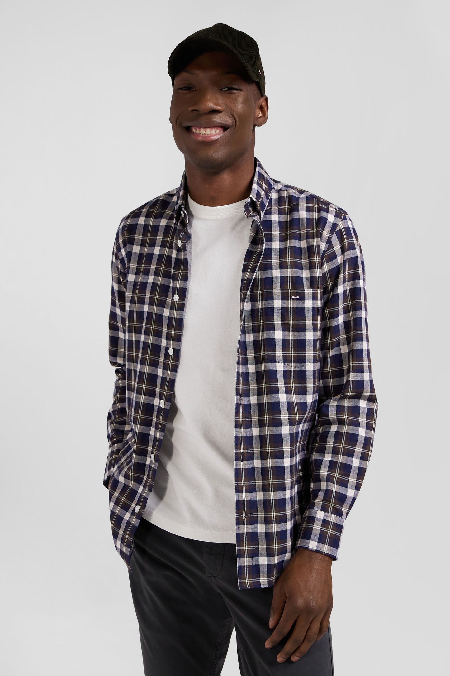 Regular brown checked cotton shirt
