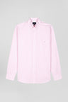 Regular pink striped cotton jacquard shirt