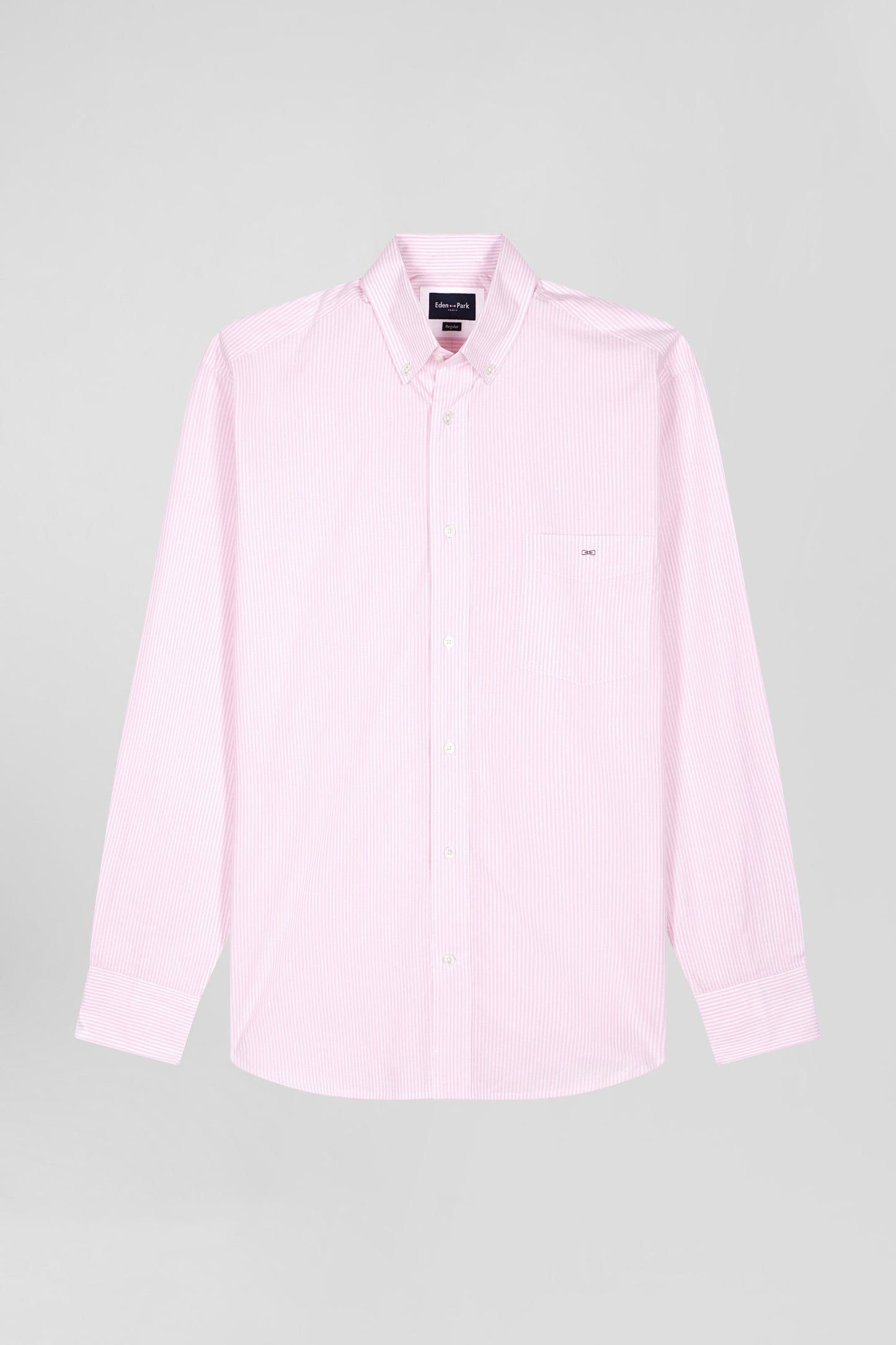 Chemise en coton jacquard rayé rose coupe Regular - Image 2