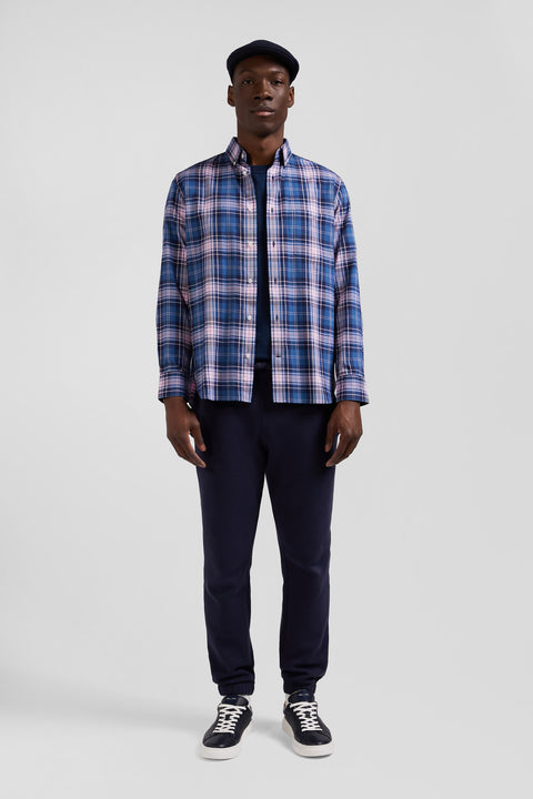 Regular blue and pink checked cotton shirt - Image 1