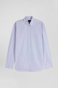 Regular sky blue cotton shirt with micro checks