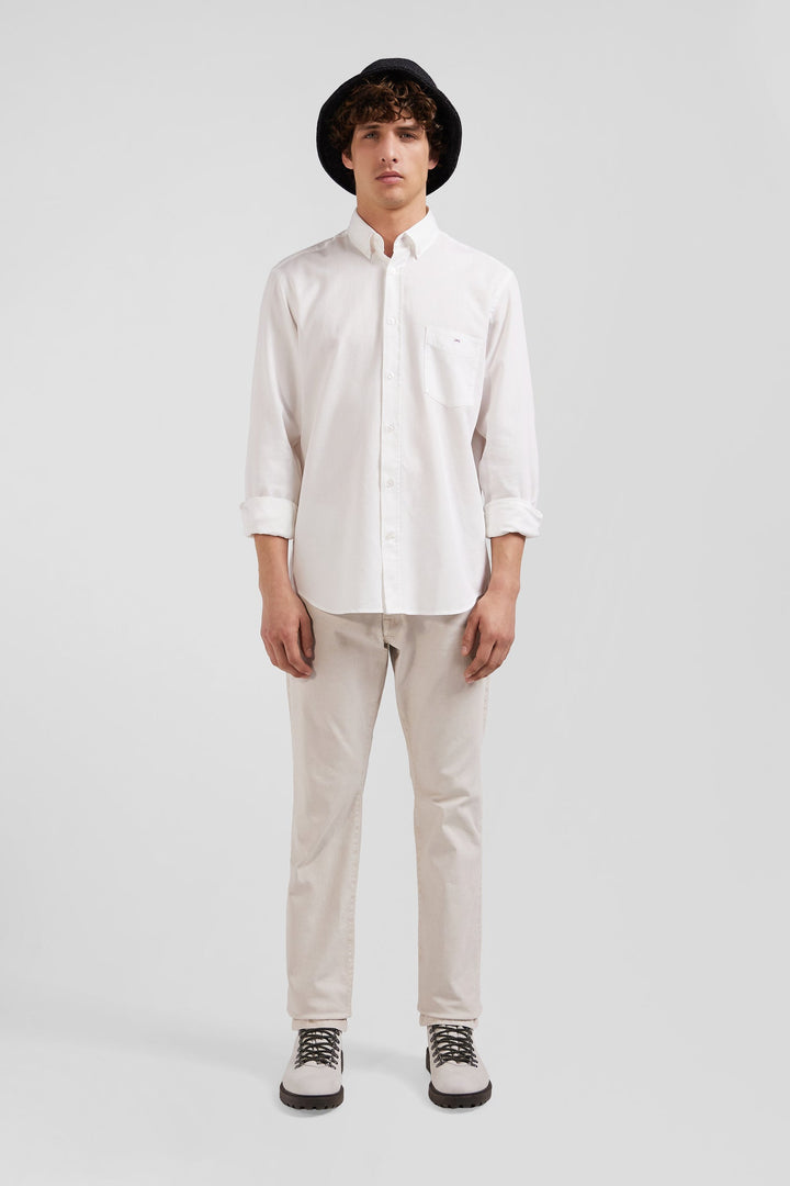 Chemise en piqué coton unie blanche coupe Regular