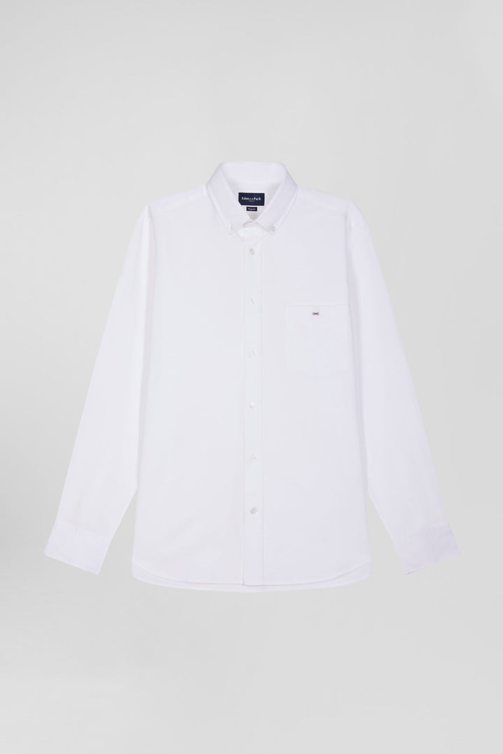 Chemise en piqué coton unie blanche coupe Regular alt view