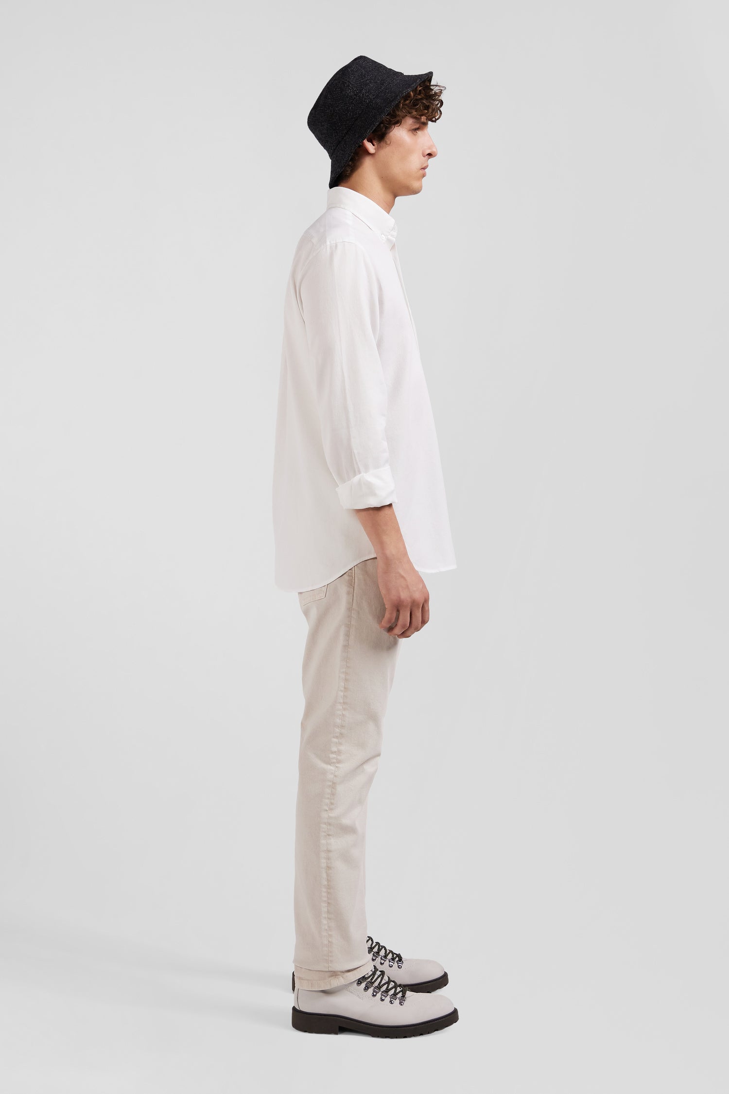 Chemise en piqué coton unie blanche coupe Regular