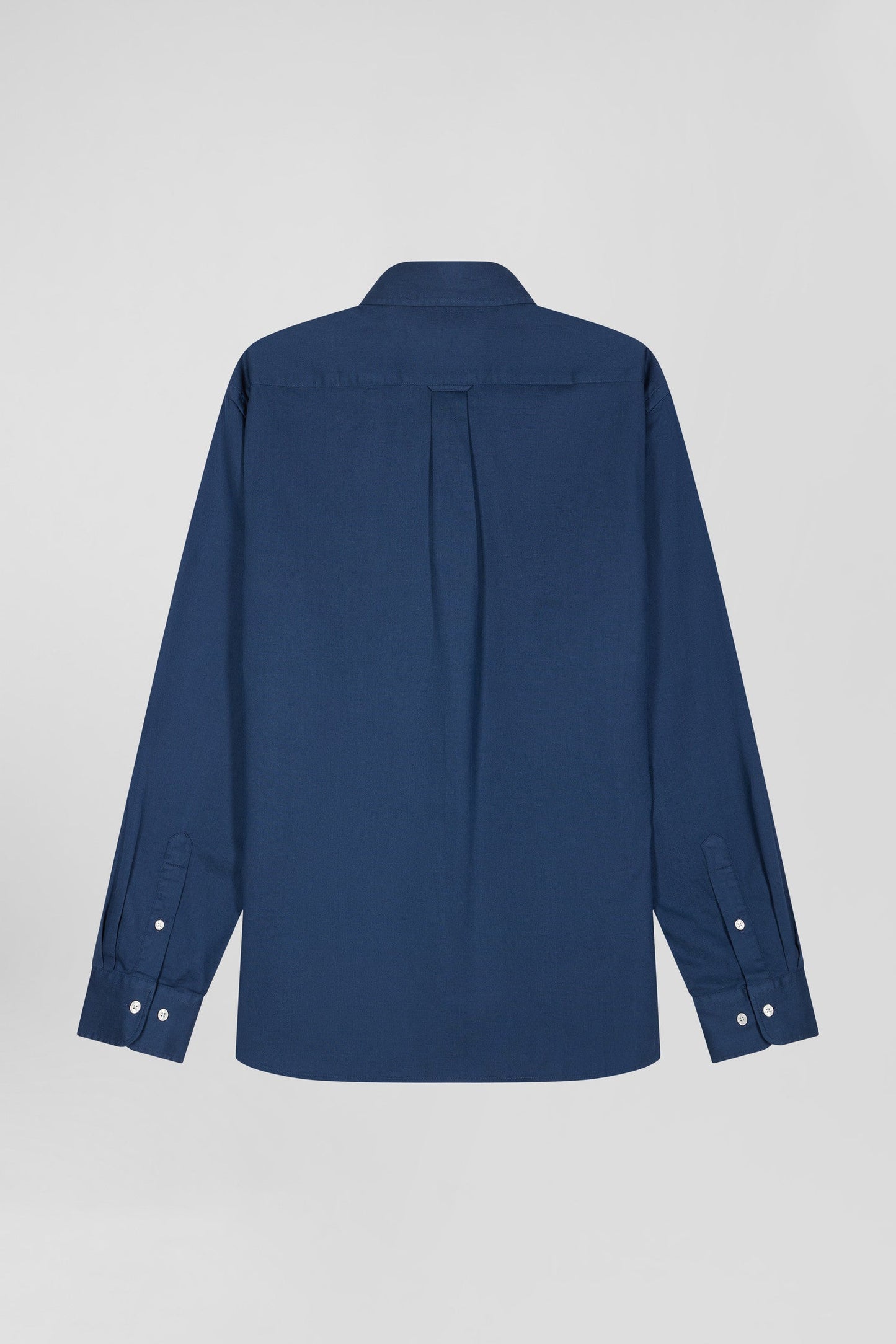 Chemise en piqué coton unie bleue coupe Regular - Image 5