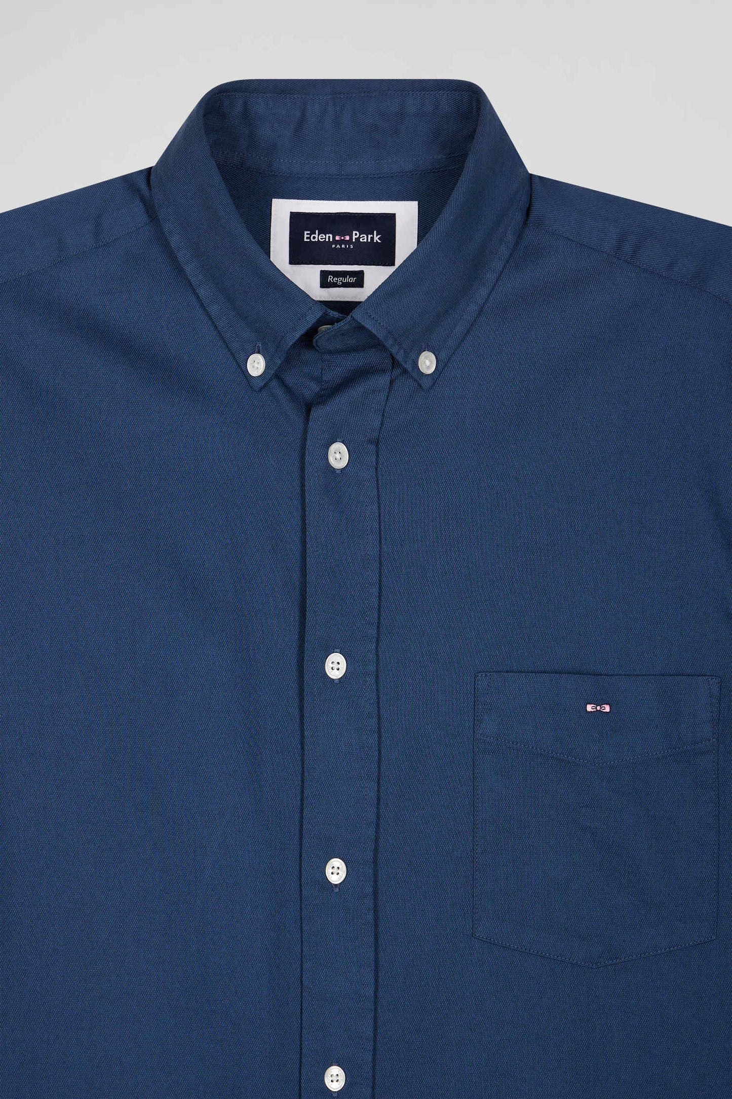 Chemise en piqué coton unie bleue coupe Regular - Image 8