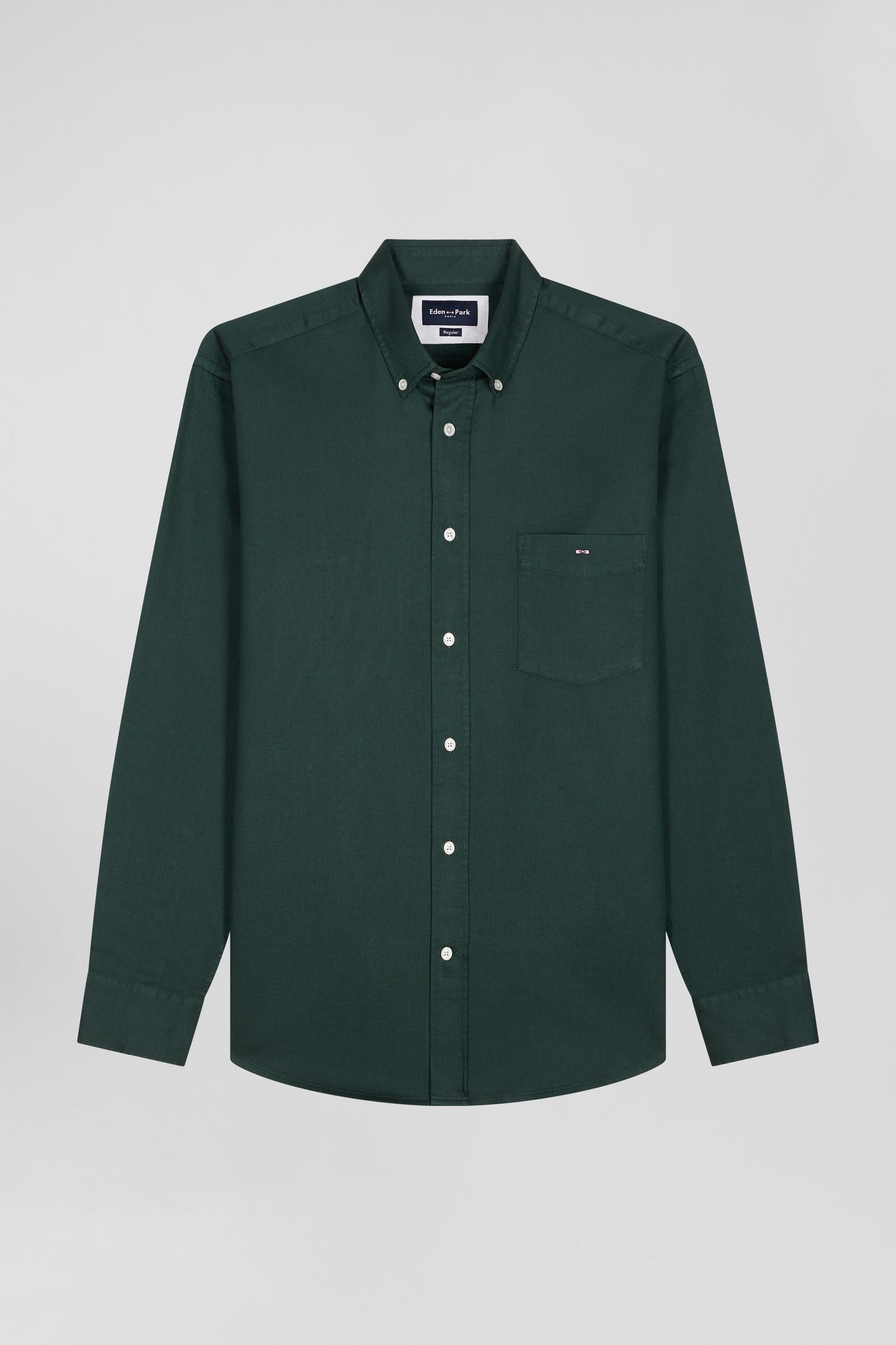 Chemise en piqué coton unie verte coupe Regular